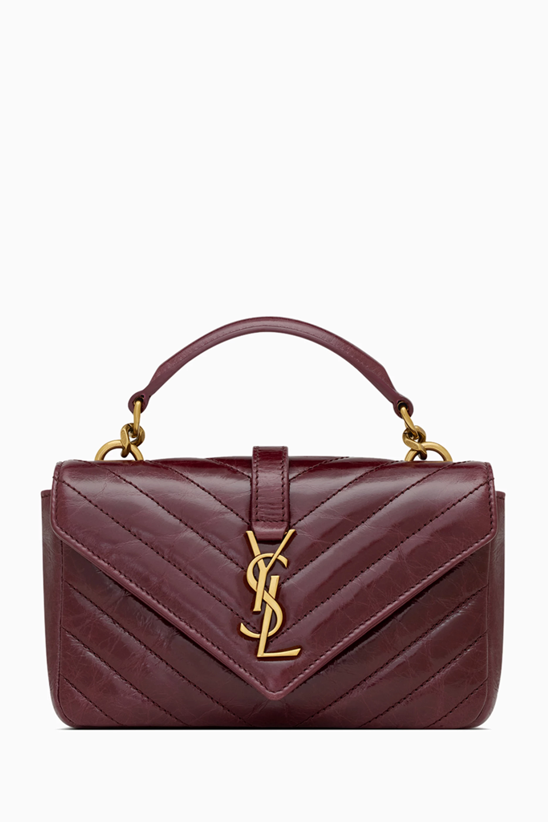 Buy SAINT LAURENT Red College Mini Chain Bag In Shiny