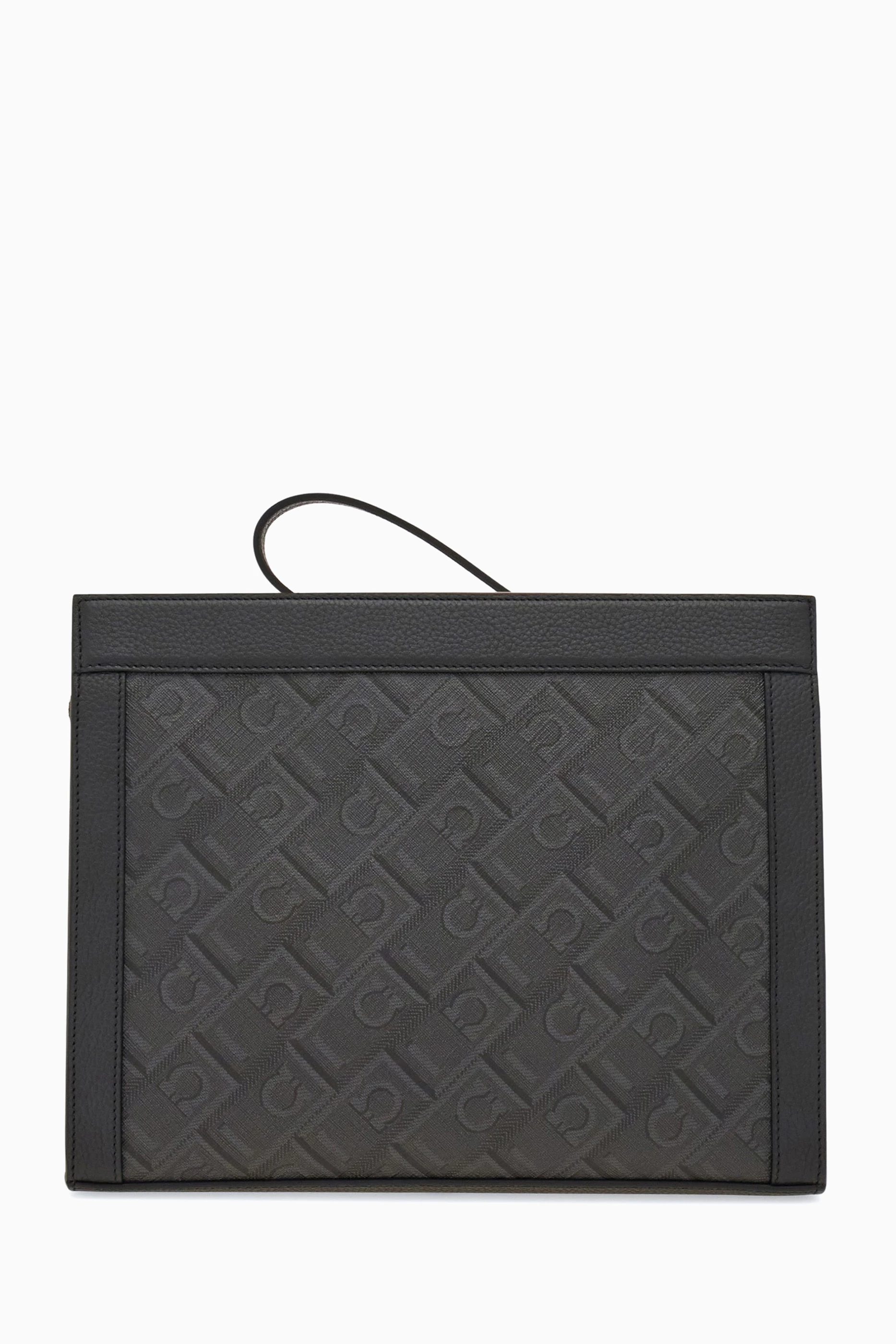 Buy Ferragamo Black Monogrammed Pouch in Coated canvas Leather For Men Online Ounass Saudi