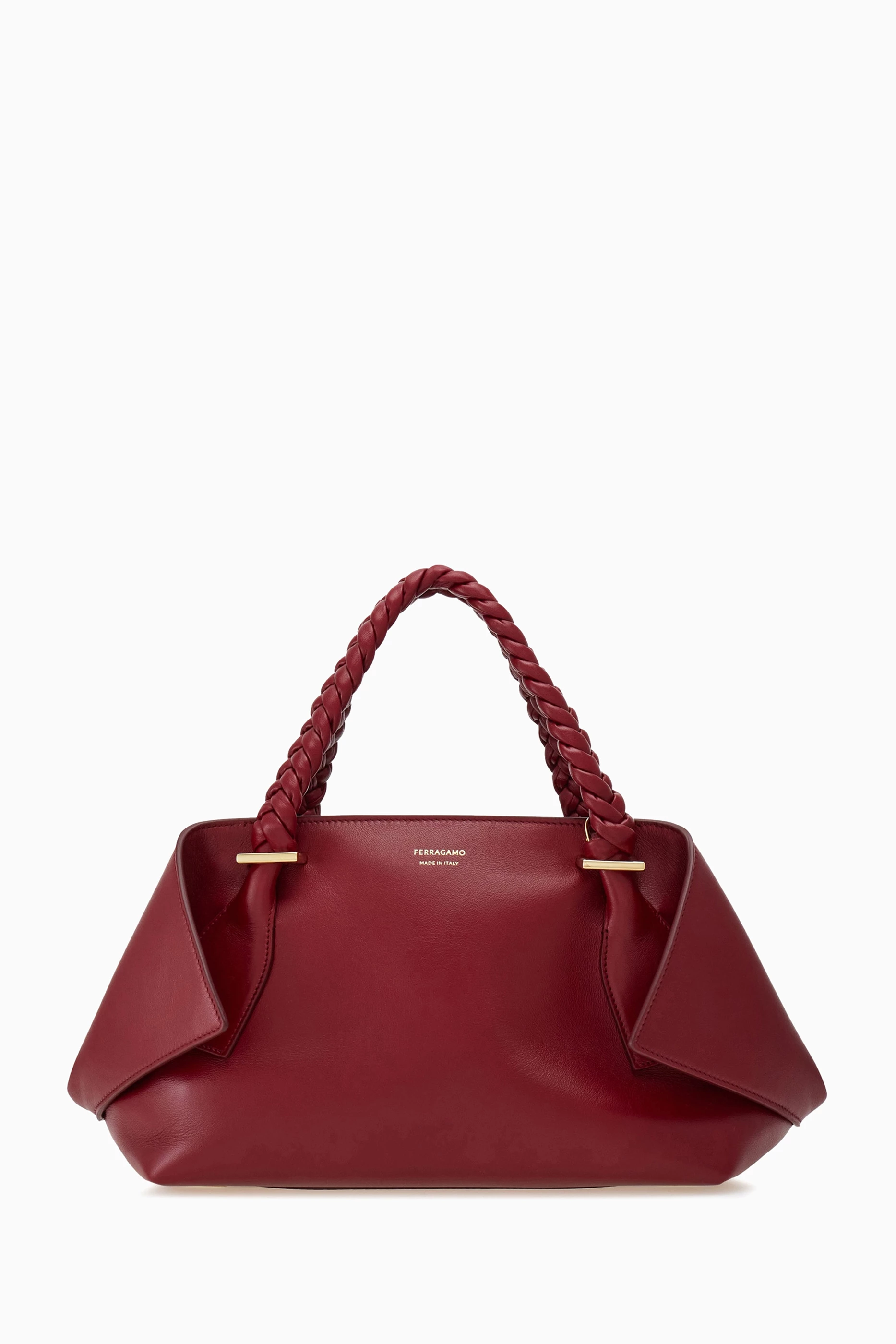 Buy Ferragamo Burgundy Scarf Top-handle Bag in Leather For
