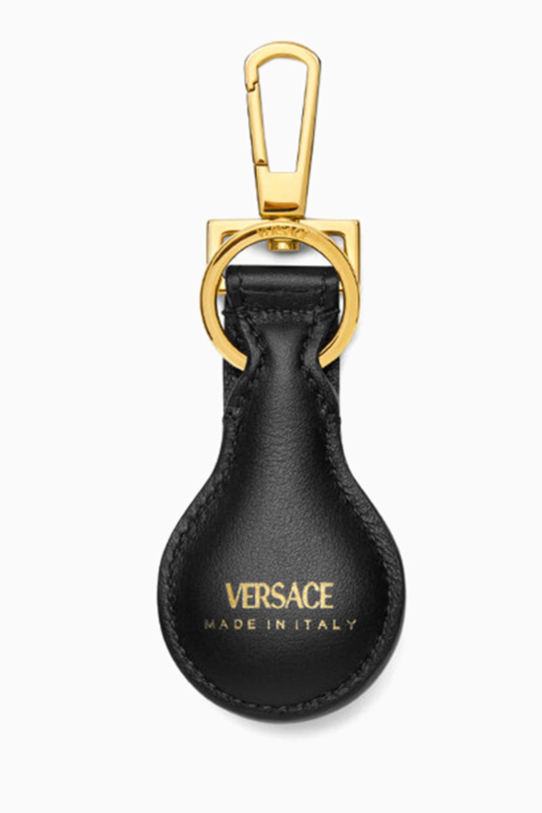 Buy Versace Black Medusa Biggie Keychain in Leather For Men Online