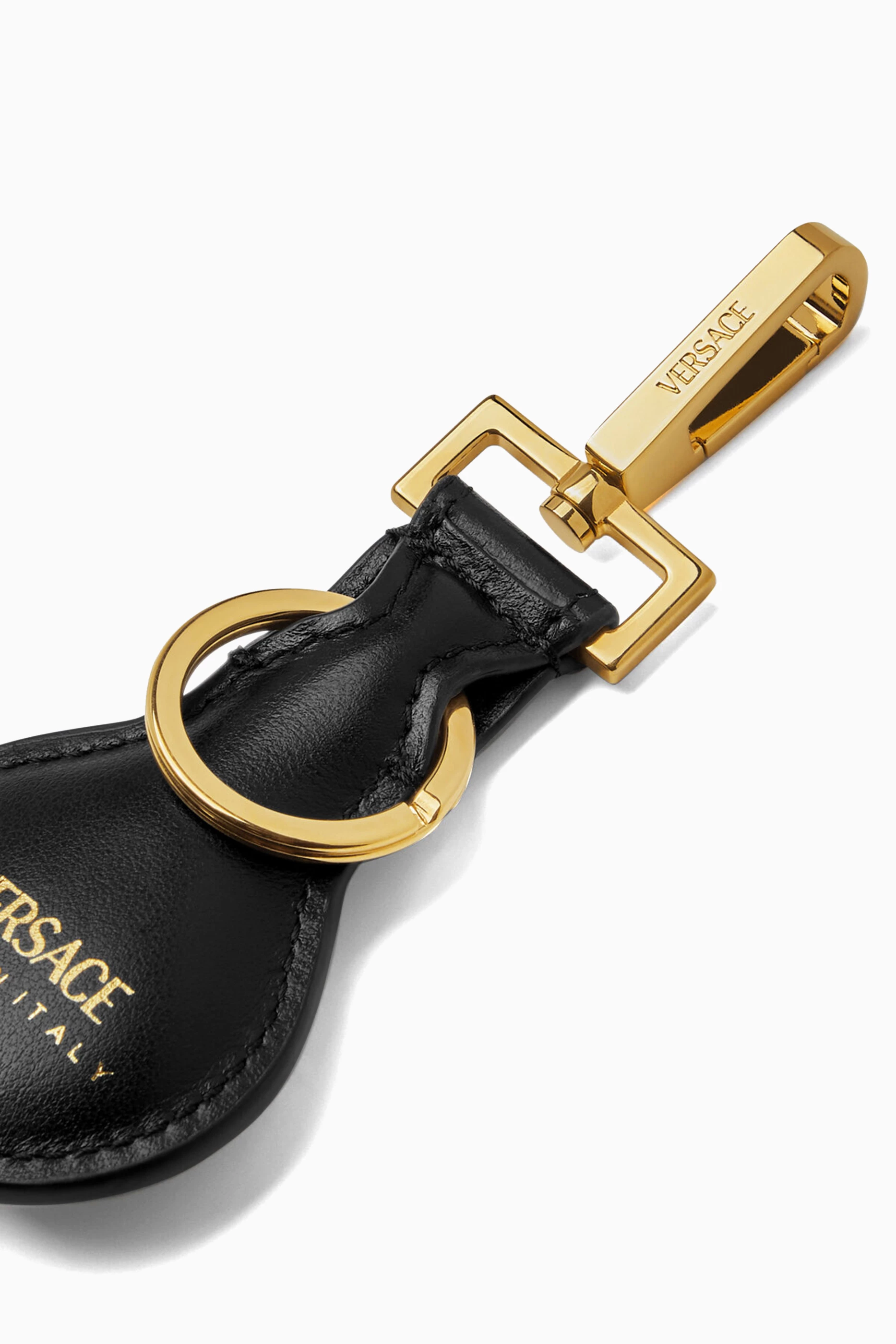 Buy Versace Black Medusa Biggie Keychain in Leather For Men Online