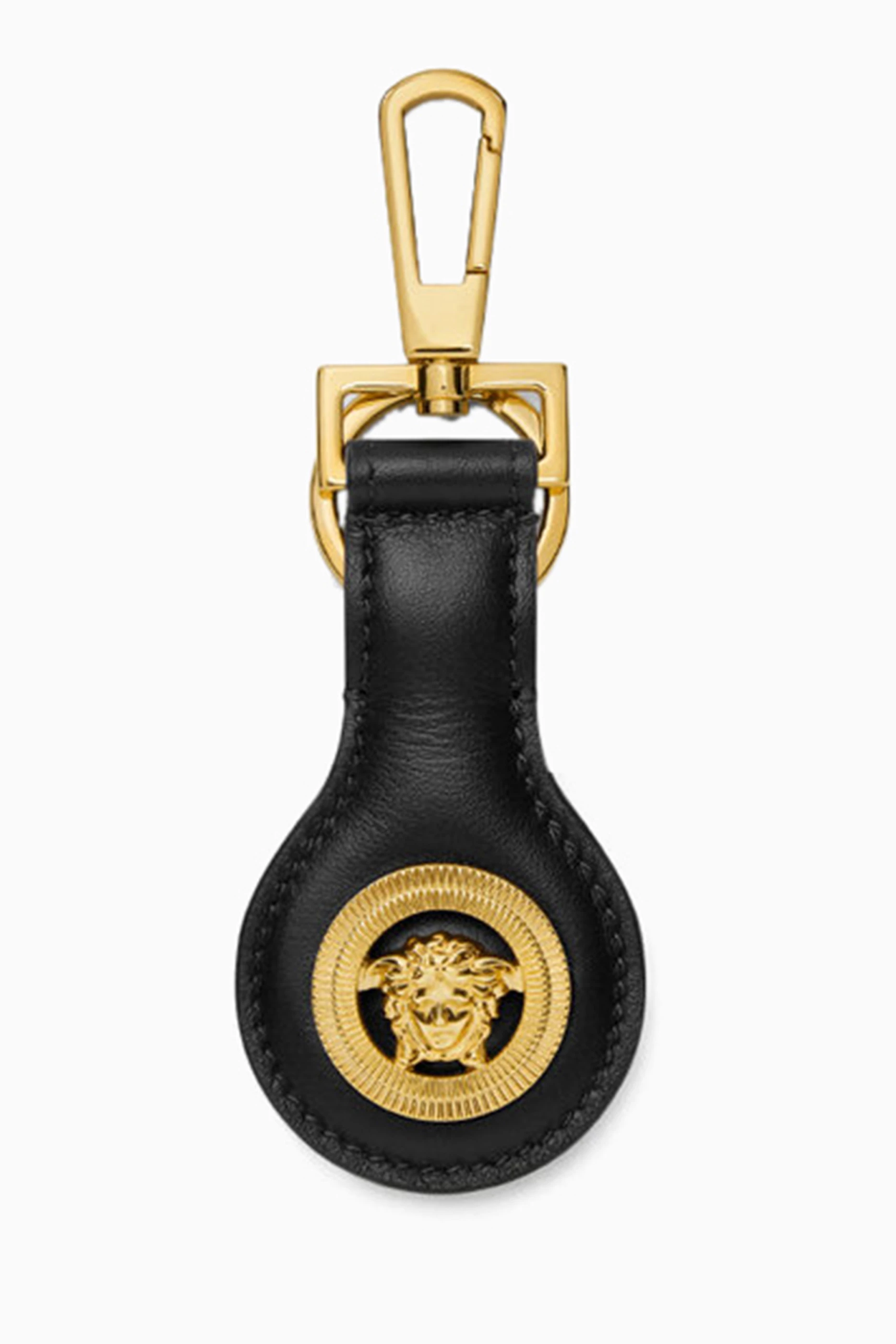 Buy Versace Black Medusa Biggie Keychain in Leather For Men Online