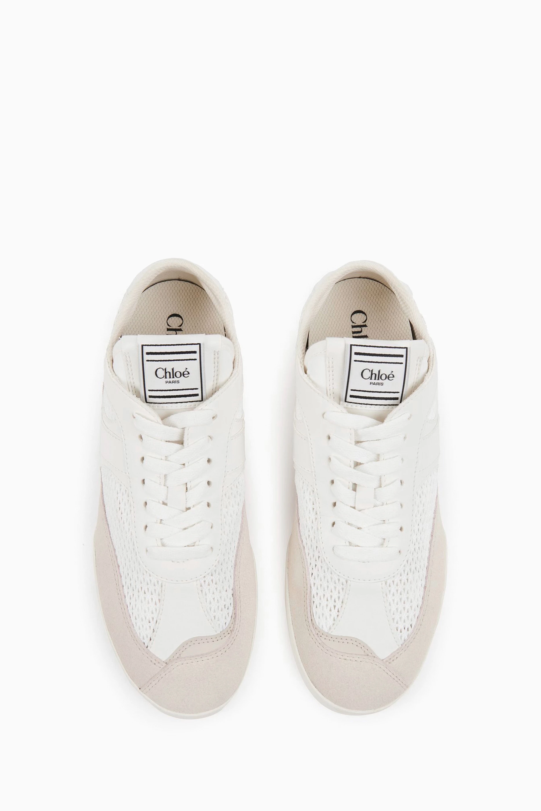 Buy Chloé White Kick Low-top Sneakers in Mesh & Leather For