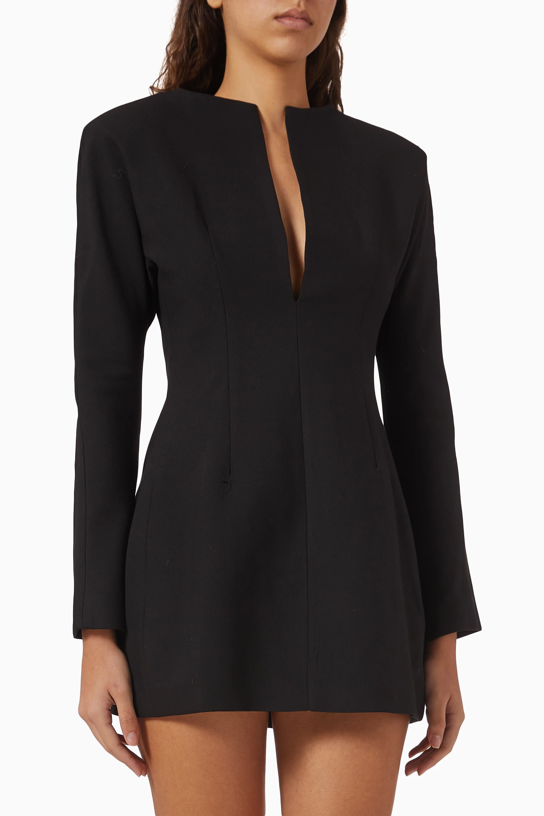Buy Aexae Black Contoured Slit Mini Dress in Wool For Women Online | Ounass  Saudi