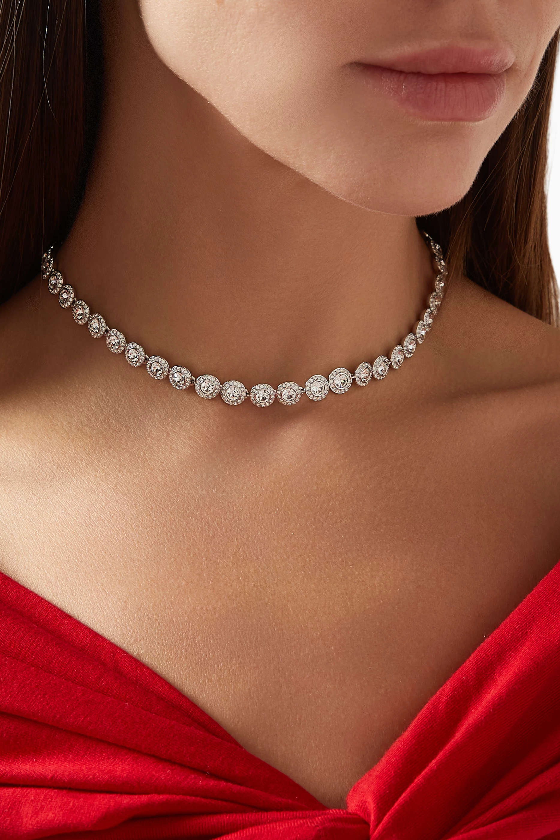 Buy Swarovski White Una Angelic Tennis Necklace in Rhodium-plated 