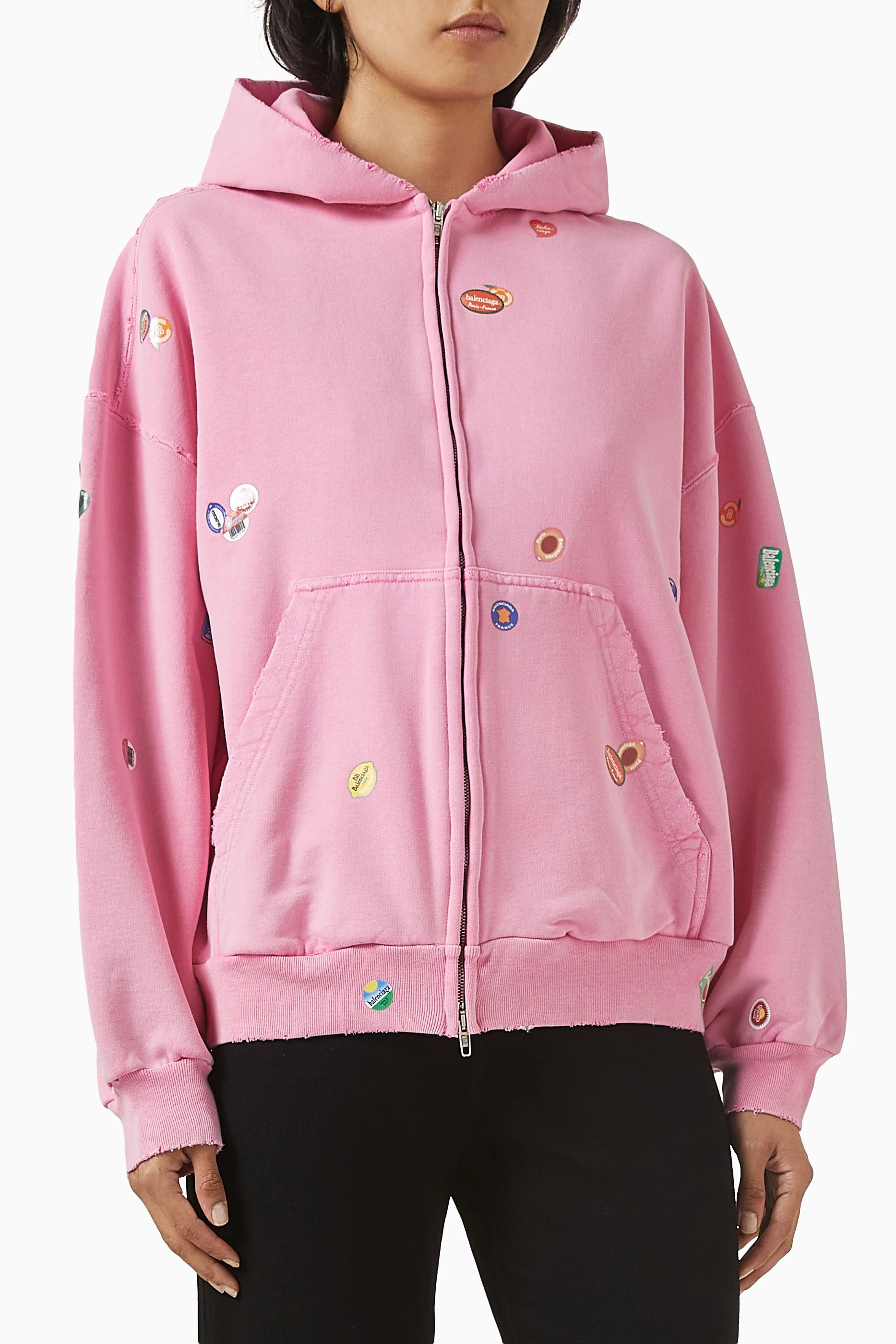 Buy Balenciaga Pink Fruity Zip-up Hoodie in Archetype-fleece For