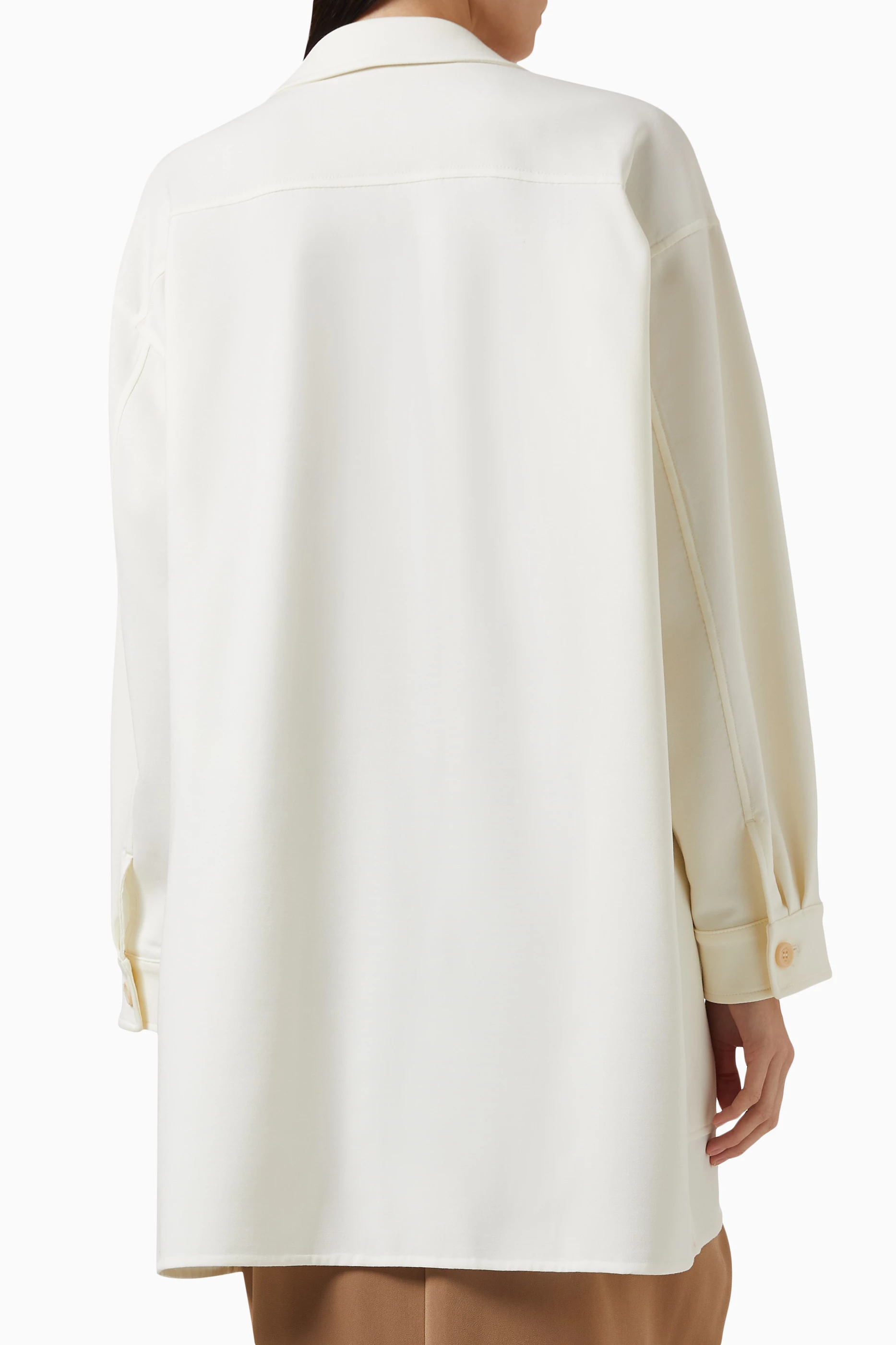 Buy Max Mara White Orlaya Oversized Jacket in Stretch-wool