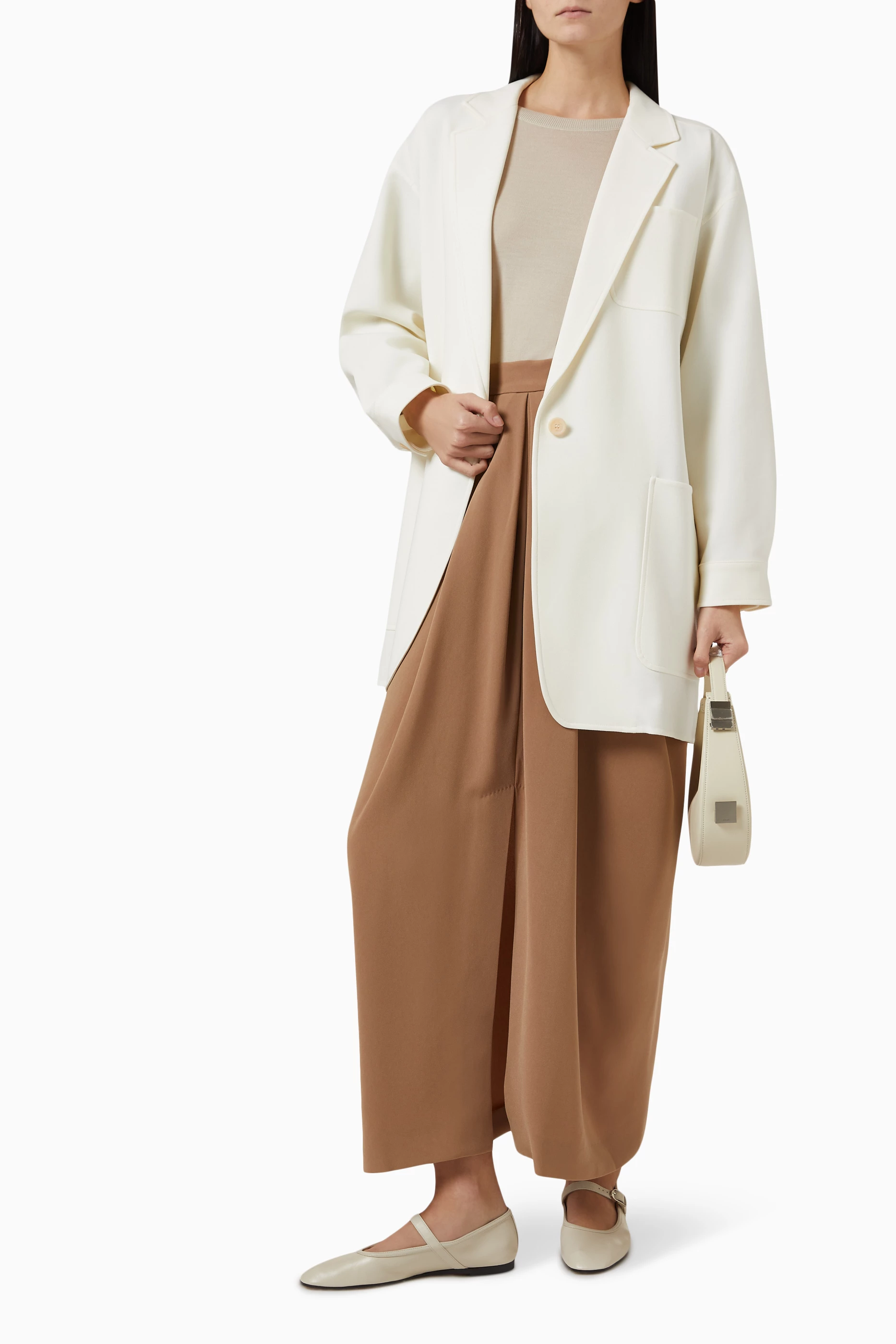 Buy Max Mara White Orlaya Oversized Jacket in Stretch-wool