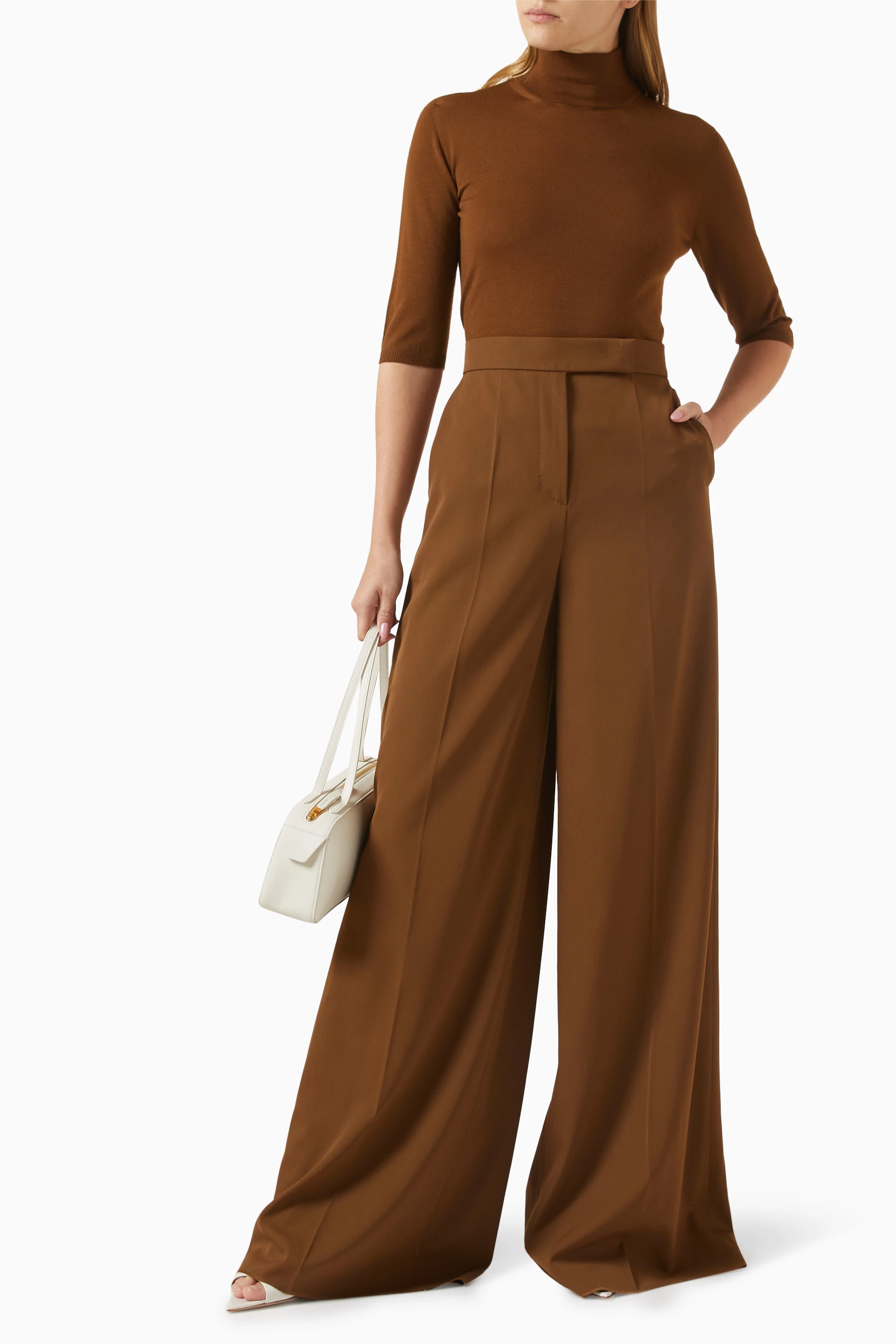 パンツ MAX MARA NINFA WIDE-LEG WOOL TROUSERS Ninfa wool wide-leg pants in black - Max Mara | Mytheresa