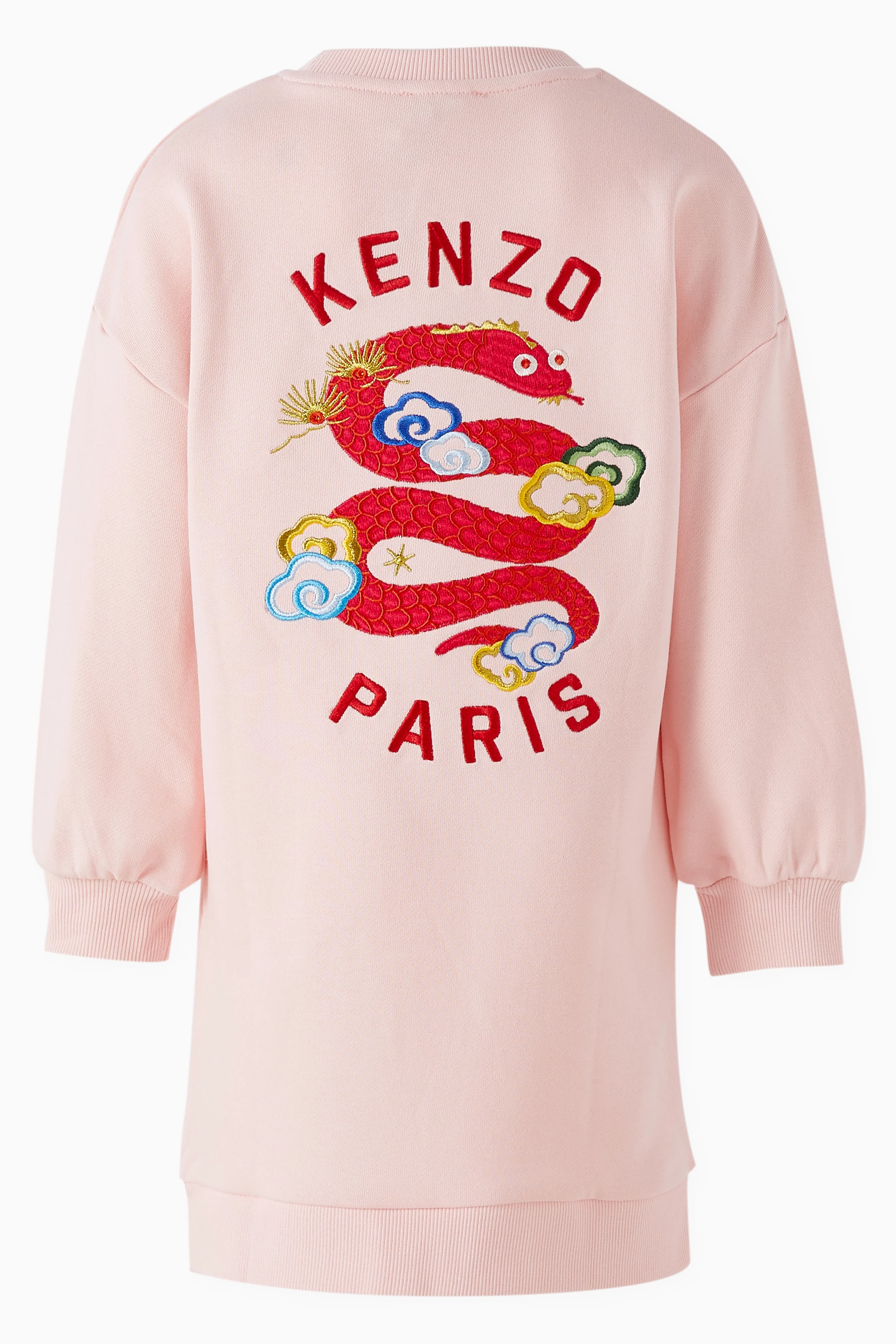 Buy KENZO KIDS Pink Snake Logo embroidered Sweatshirt Dress in Cotton For Girls Online Ounass Saudi