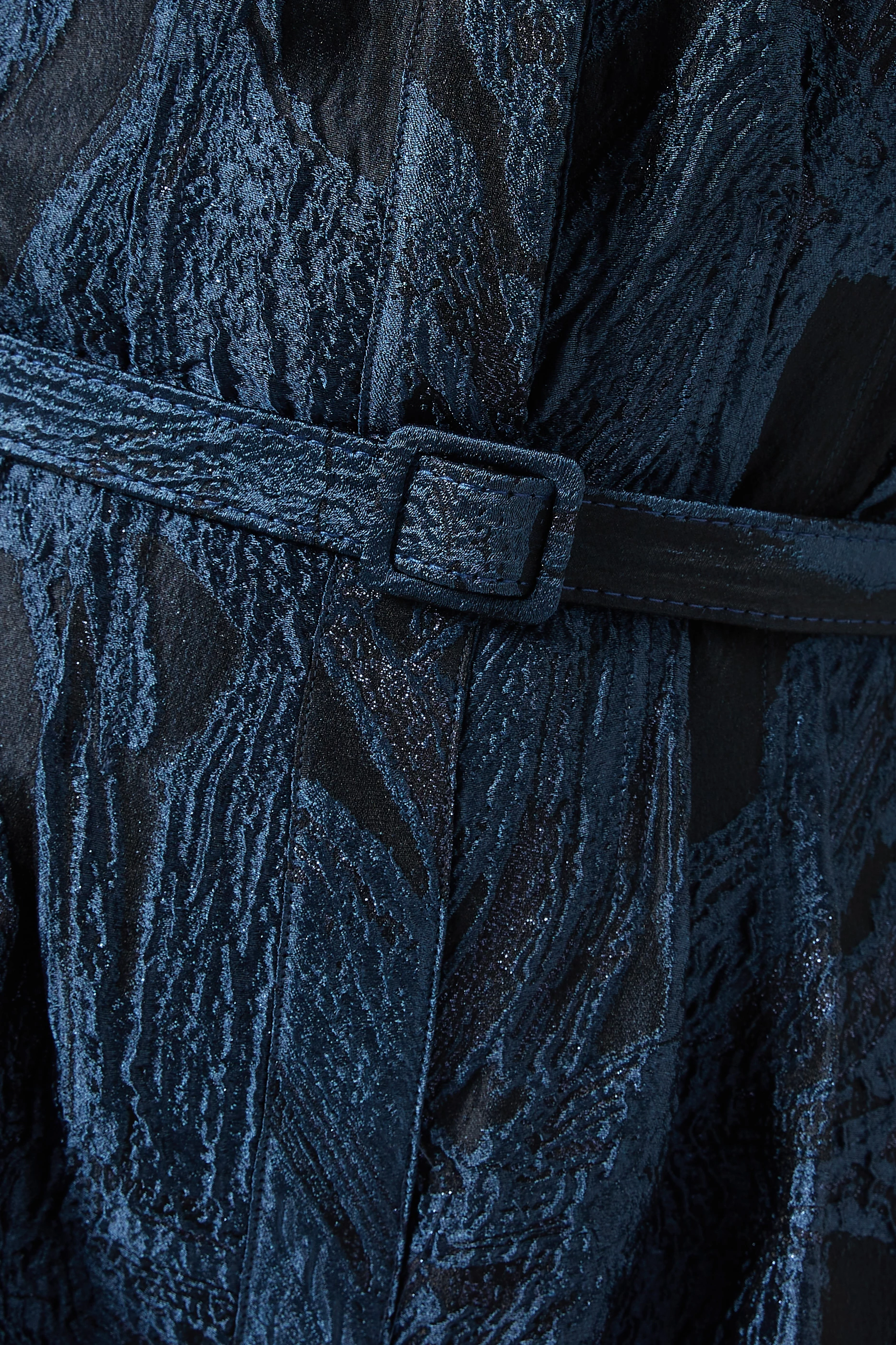 Buy Simkhai Blue Courtney Belted Gown in Jacquard For Women