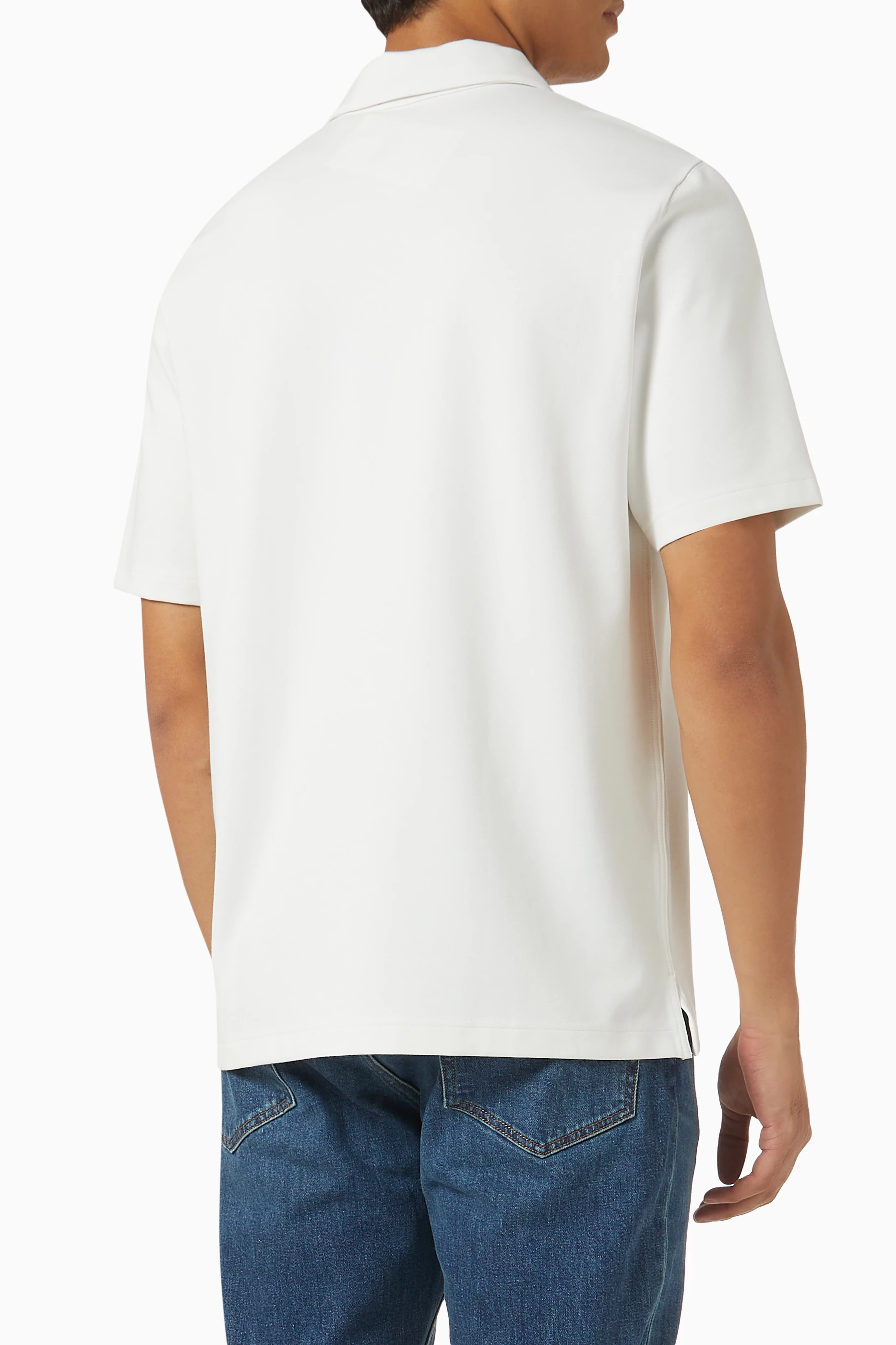 Buy Theory White Ryder Quarter-zip Polo in Relay Jersey For Men 