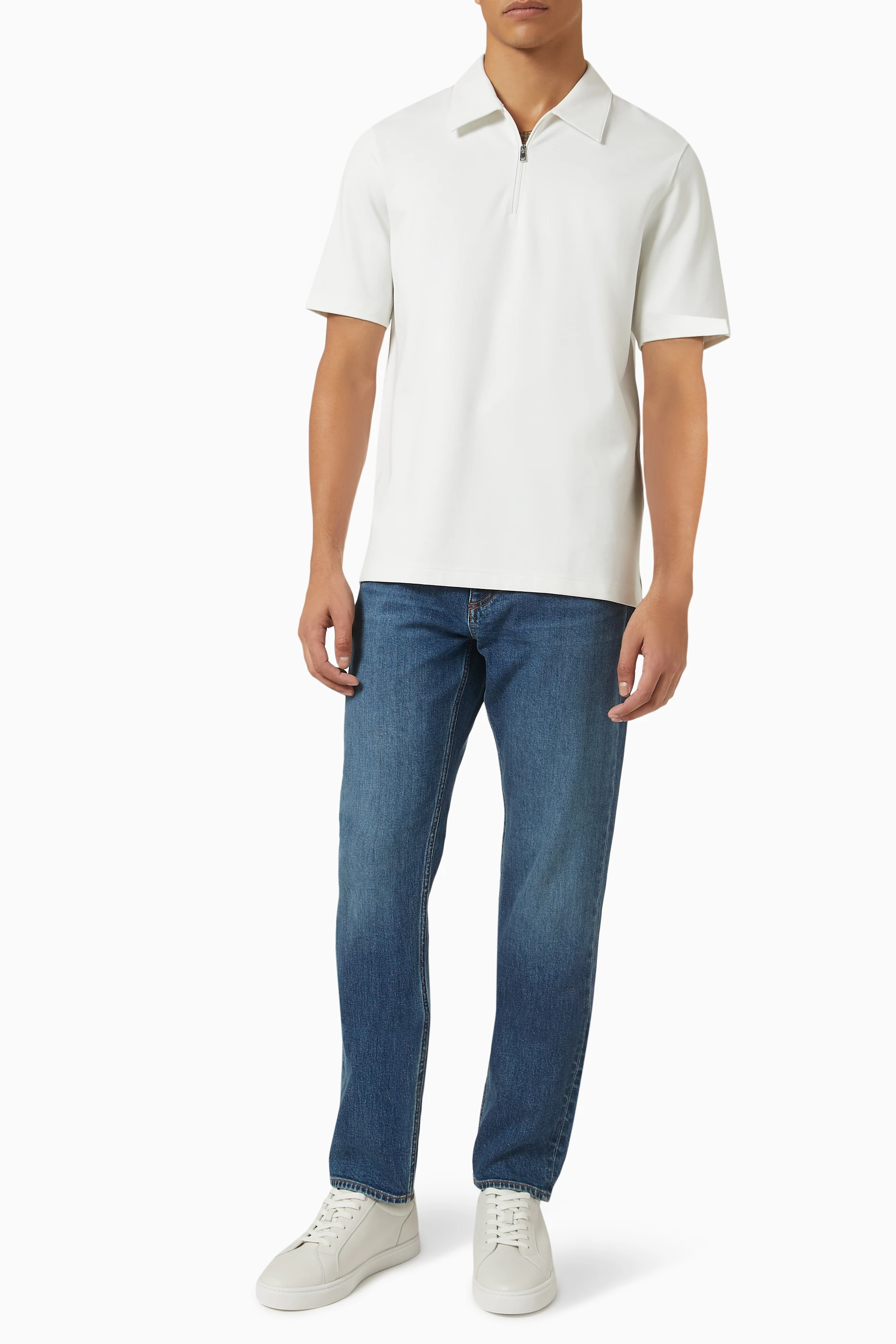 Buy Theory White Ryder Quarter-zip Polo in Relay Jersey For Men 