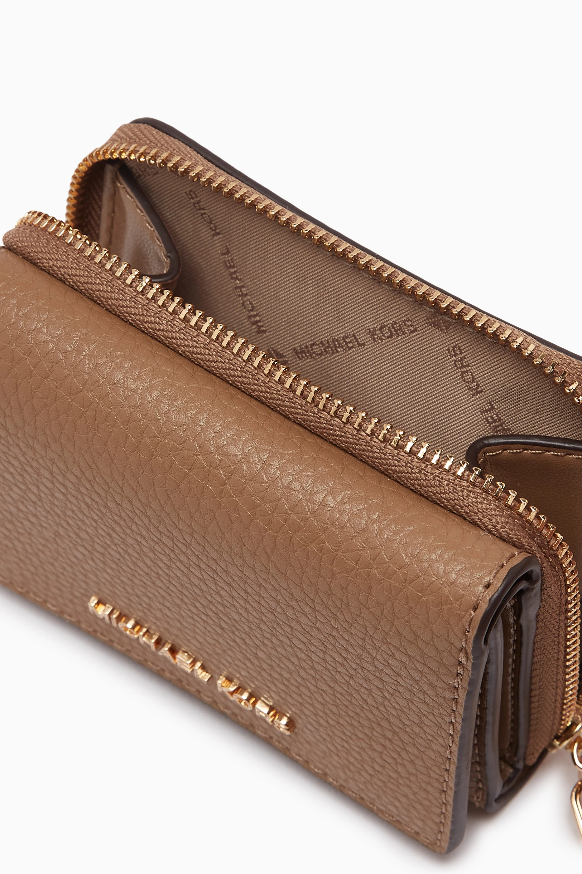 Buy Michael Kors Brown Empire Tri-fold Wallet in Pebbled Leather