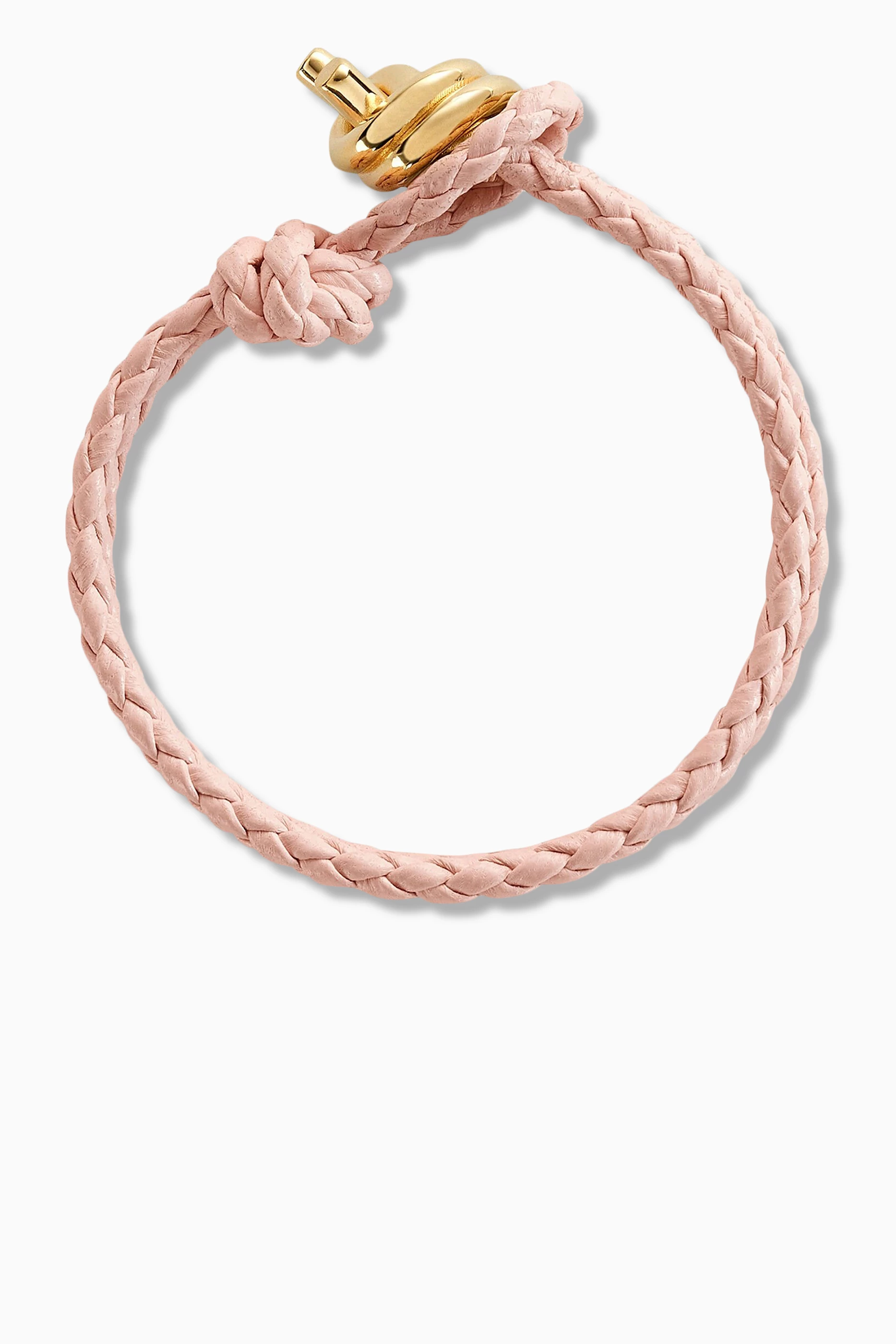 Buy Bottega Veneta Pink Knot Bracelet in Braided Leather For Women