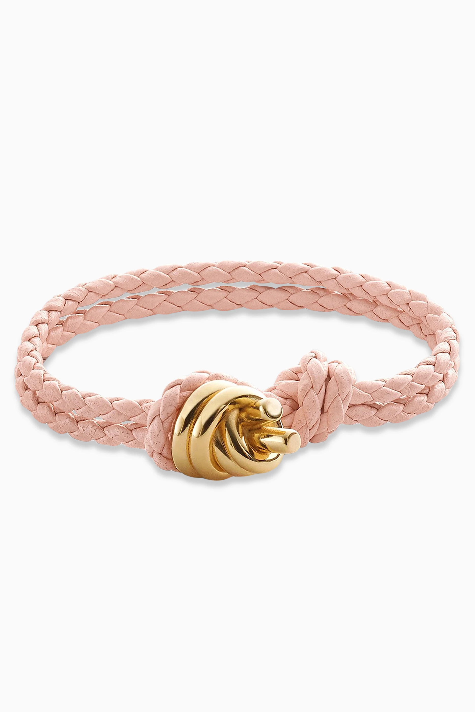 Buy Bottega Veneta Pink Knot Bracelet in Braided Leather For Women