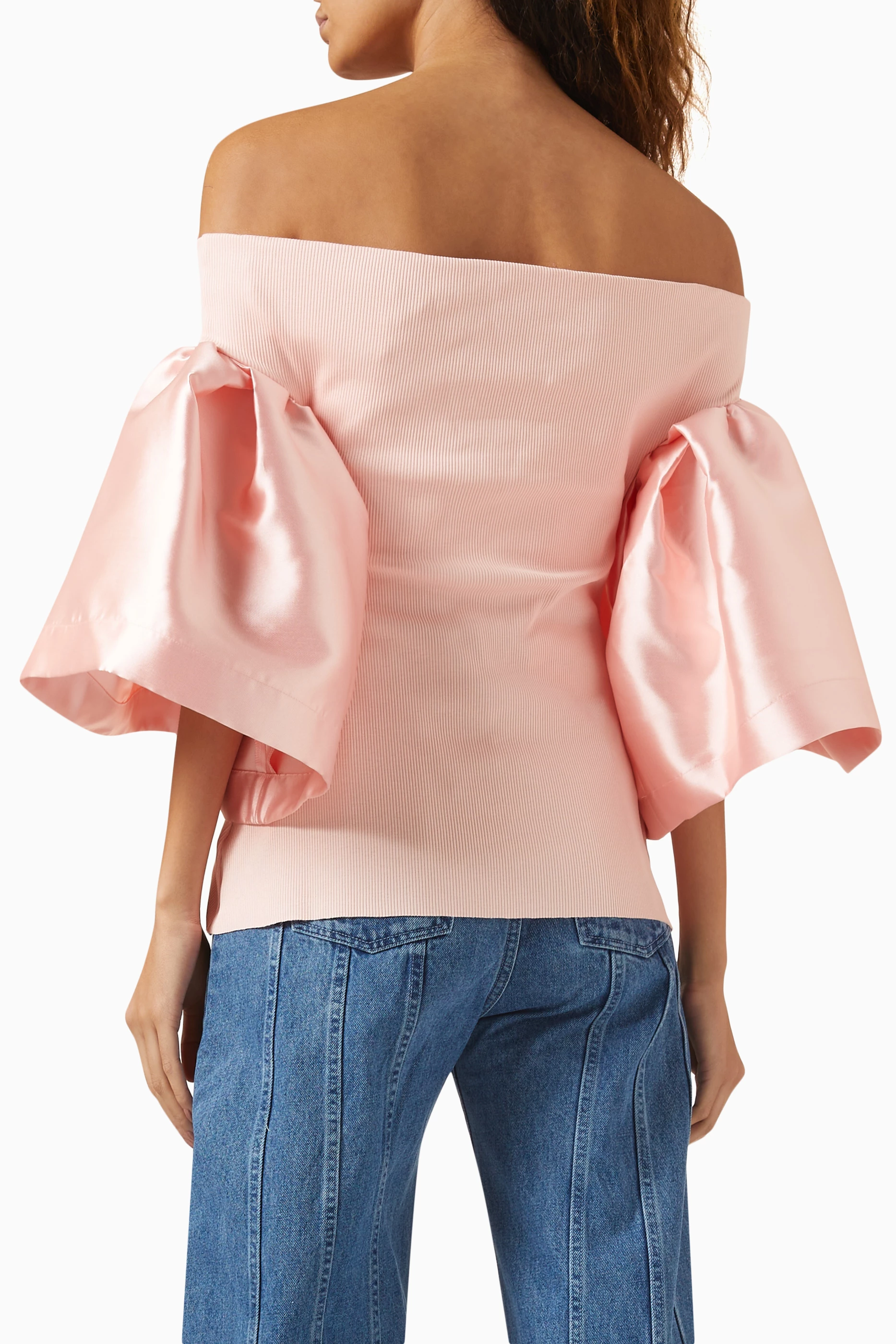 Buy Marques Almeida Pink Off-shoulder Top in Rib Jersey