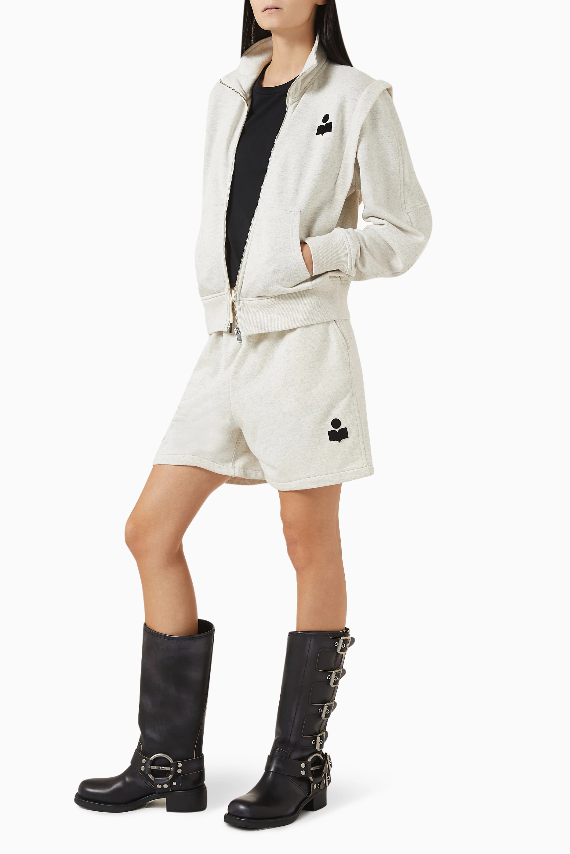 ジャケット ISABEL MARANT ETOILE MADILIA FLEECE ZIP Isabel Marant Étoile Malti Appliquéd Paneled Fleece Jacket