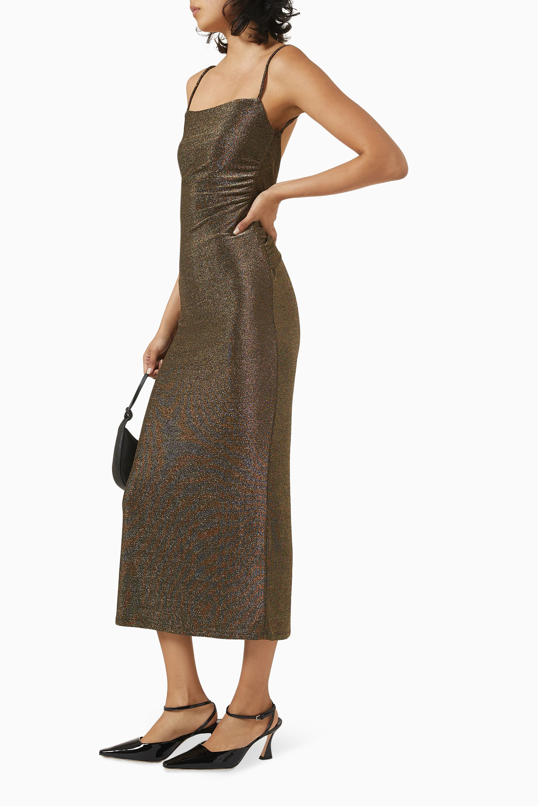 Buy Reformation Gold Breslin Dress in Metallic Knit For Women Online |  Ounass Saudi