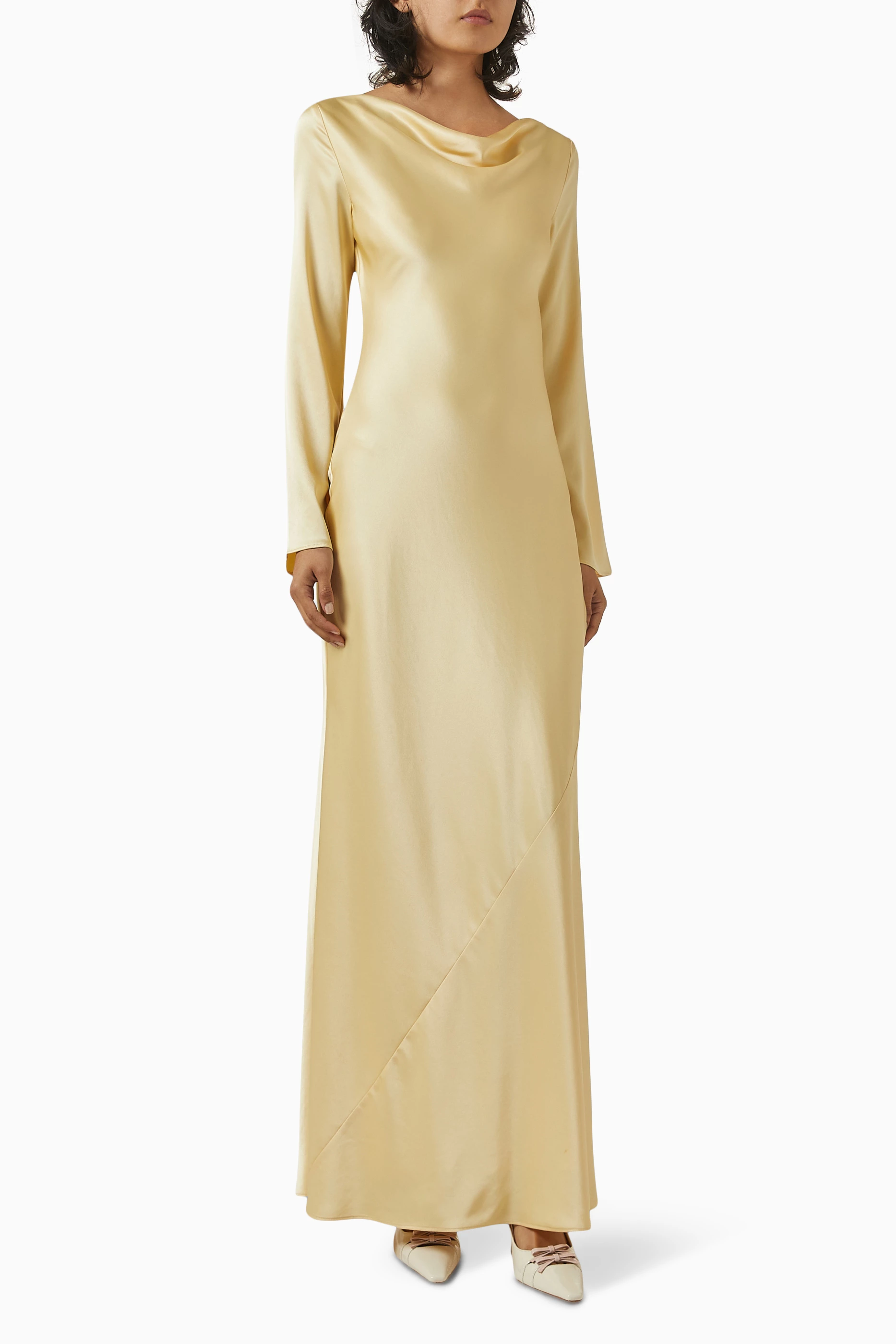 Buy Reformation Yellow Ciana Dress in Satin For Women Online | Ounass Saudi