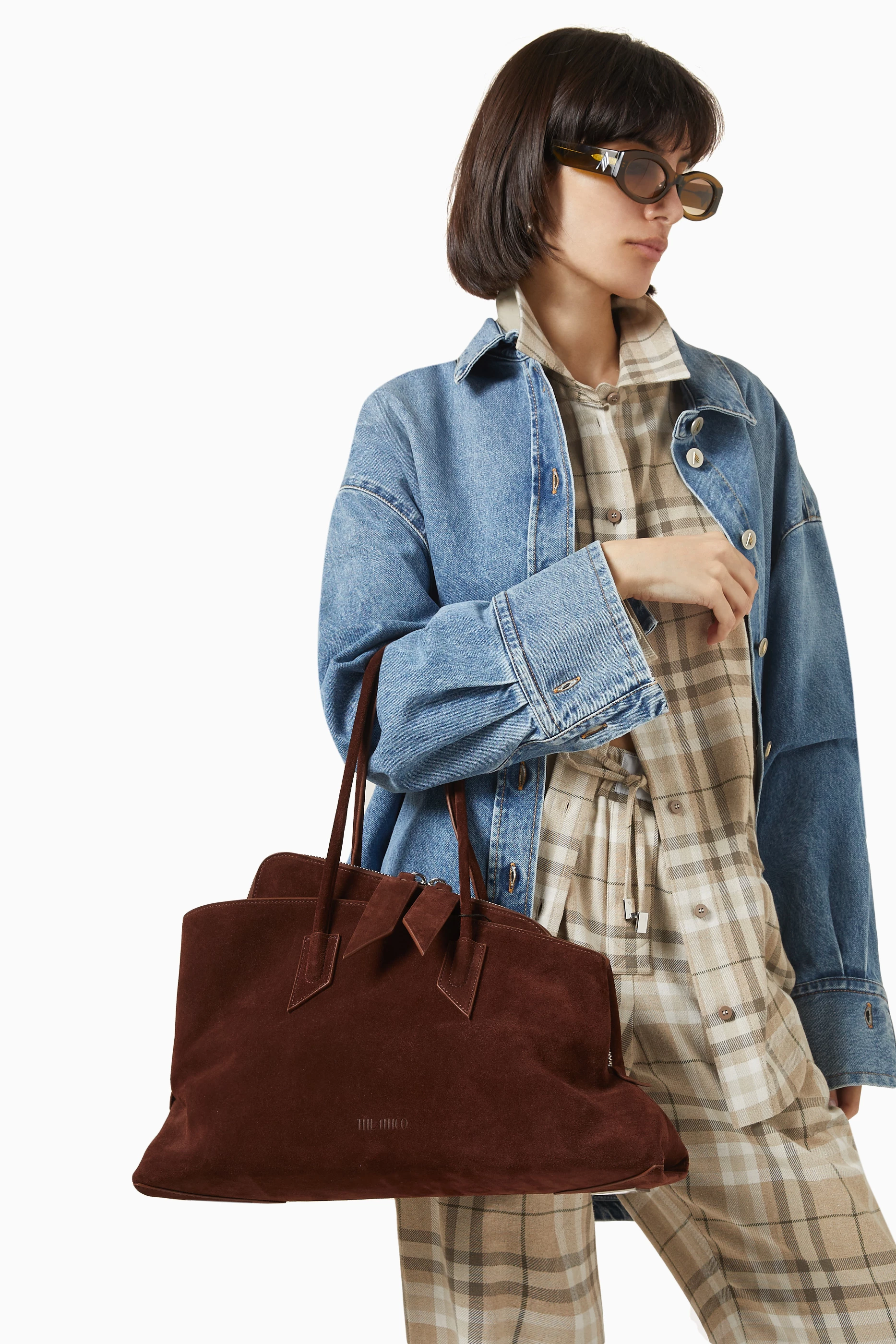 Buy The Attico Brown La Passeggiata Tote Bag in Suede For