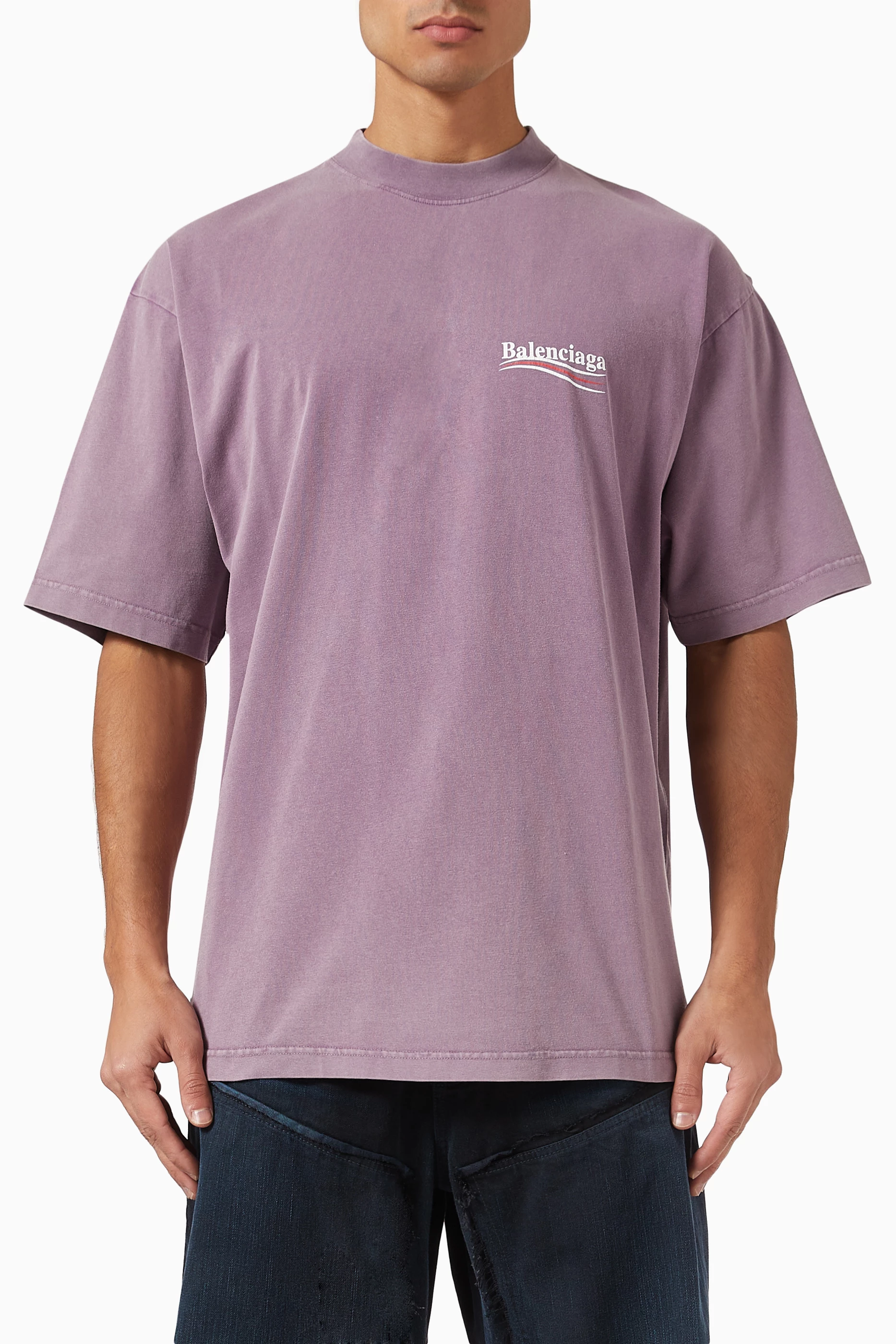 【BALENCIAGA】パープル Political Campaign Tシャツ Buy Balenciaga Purple Political Campaign T-shirt in Vintage