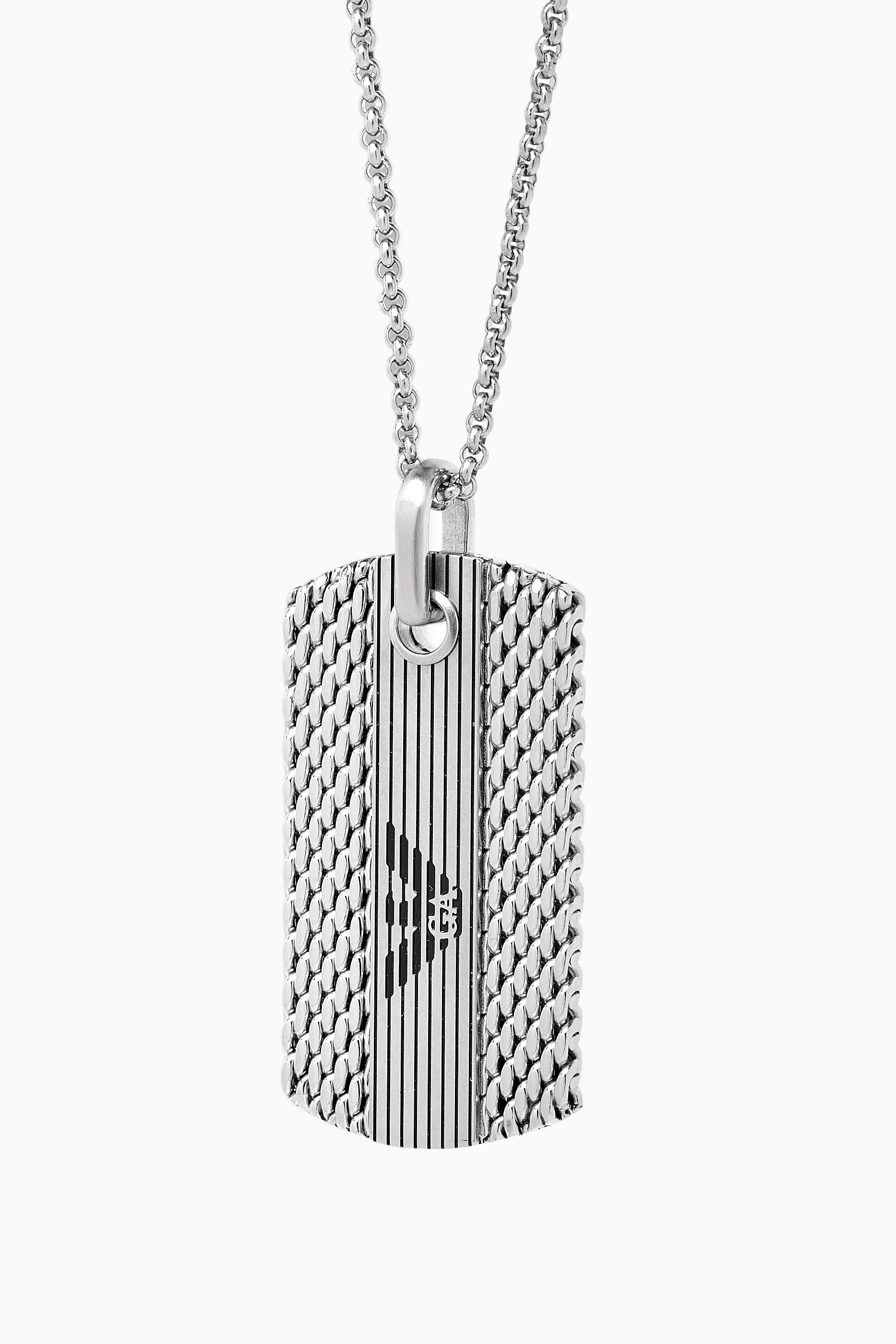 Buy Emporio Armani Grey Dog Tag Necklace in Stainless Steel For