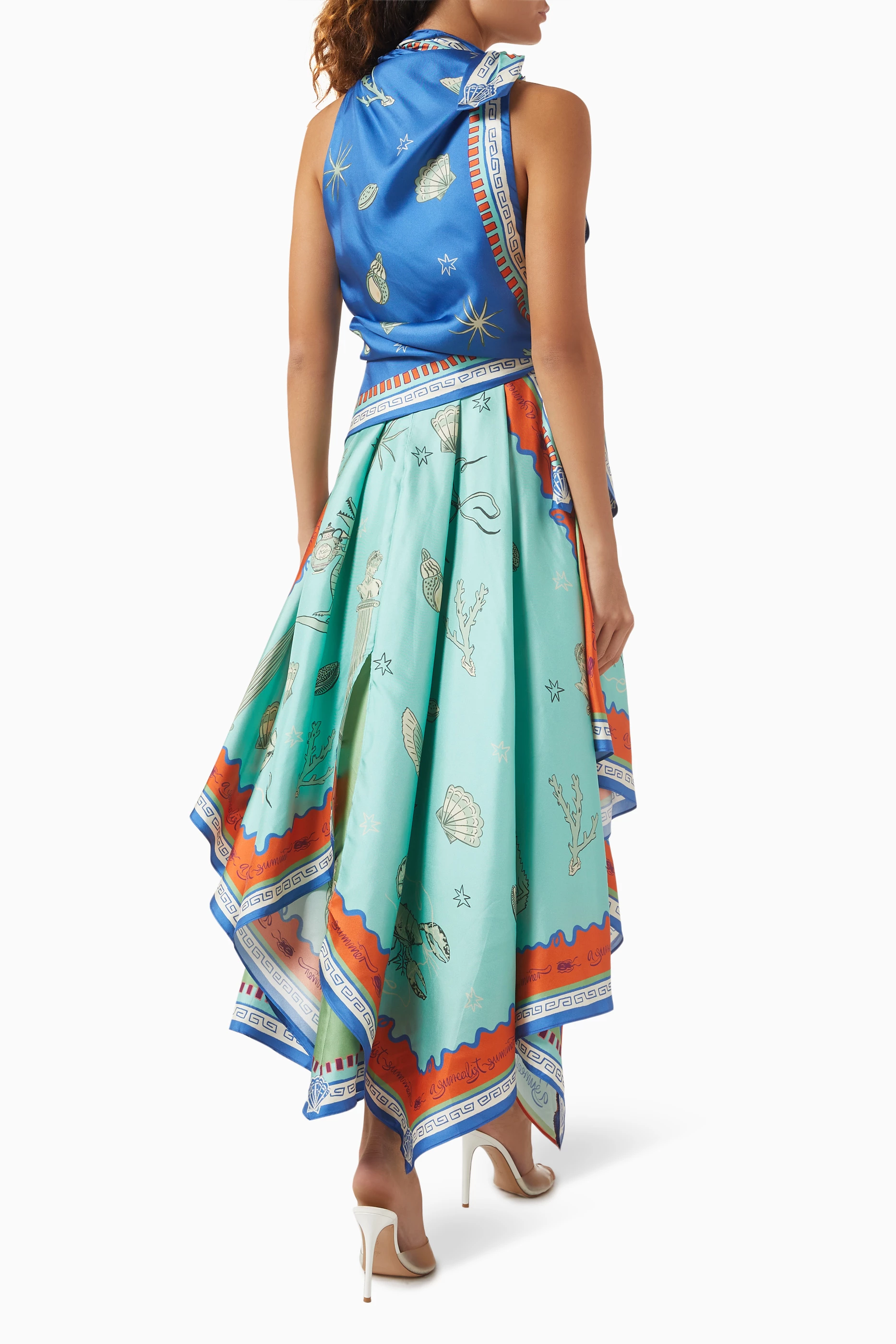 knee length dresses for ladies Alberta Silk Scarf Midi Dress