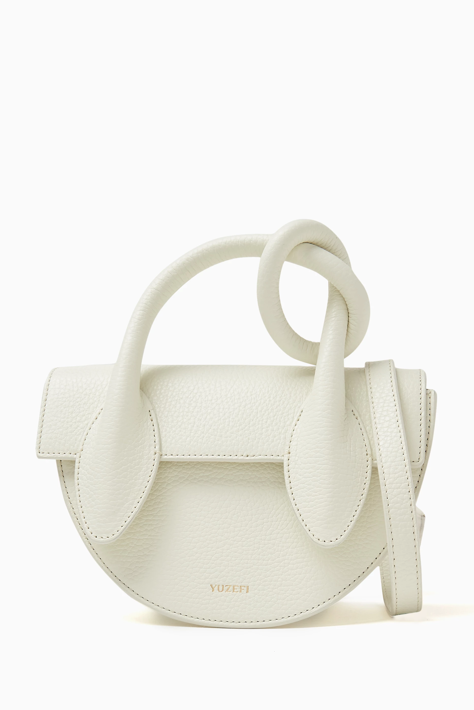 ★YUZEFI★ Mini Pretzel Tote Bag Off White YUZCOHBMPRZ11 YUZ MINI PRETZEL - OFF WHITE SMOOTH LEATHER – Yuzefi