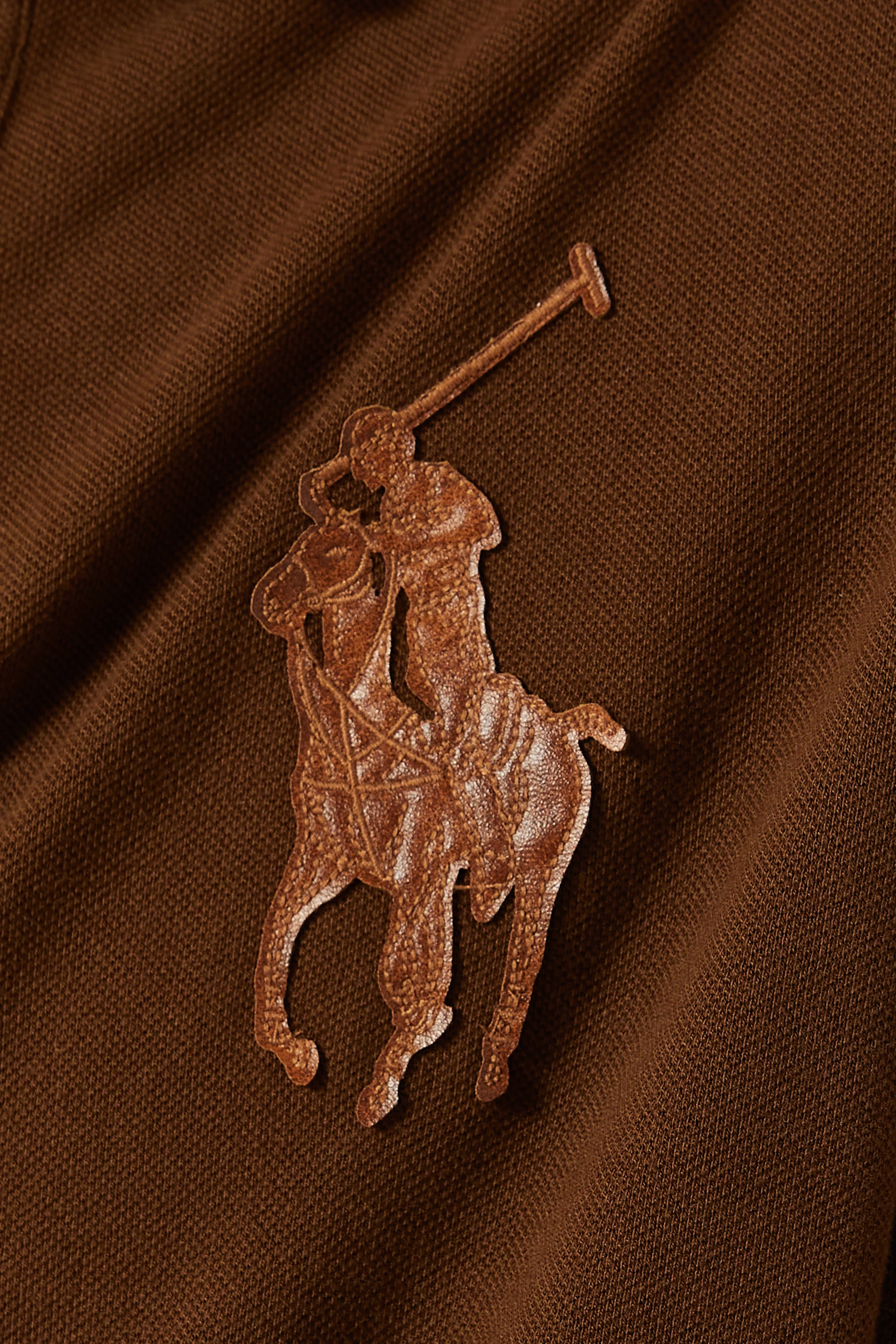 Buy Polo Ralph Lauren Brown Logo Appliqué Polo Shirt in Cotton For