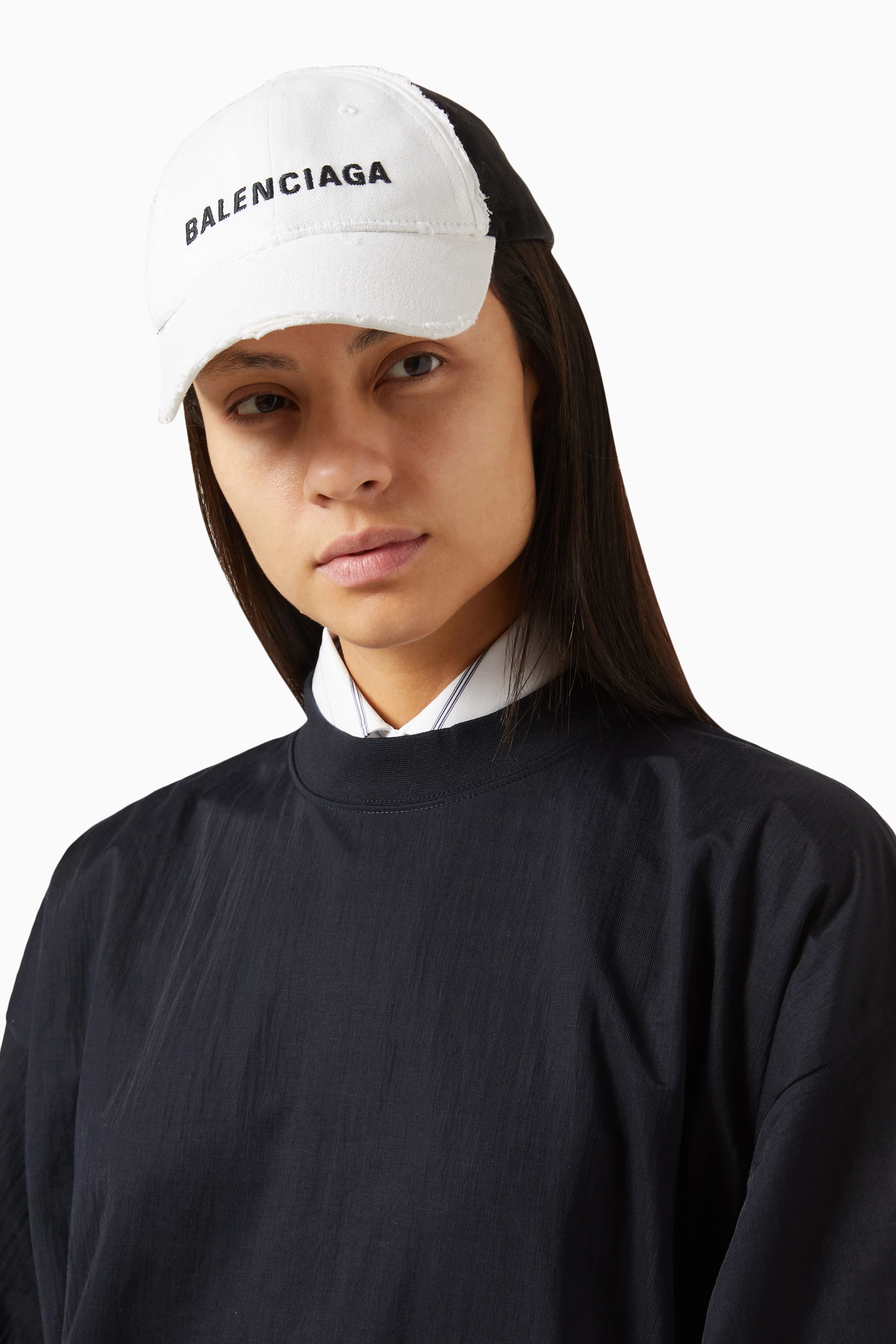 Buy Balenciaga White Upcycled Logo Cap in Cotton For Women Online