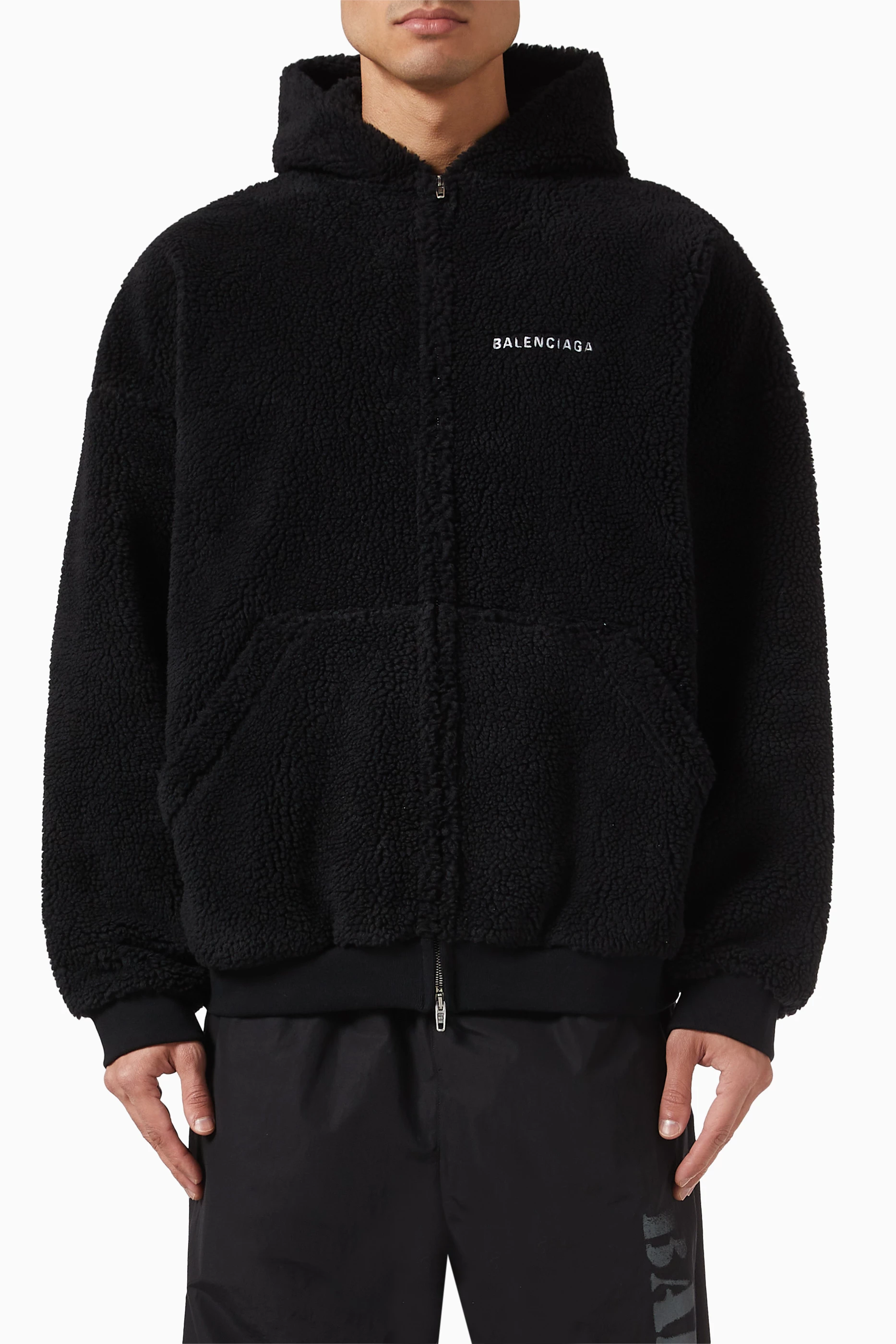 Buy Balenciaga Black Zip Hoodie in Fleece For Men Online | Ounass