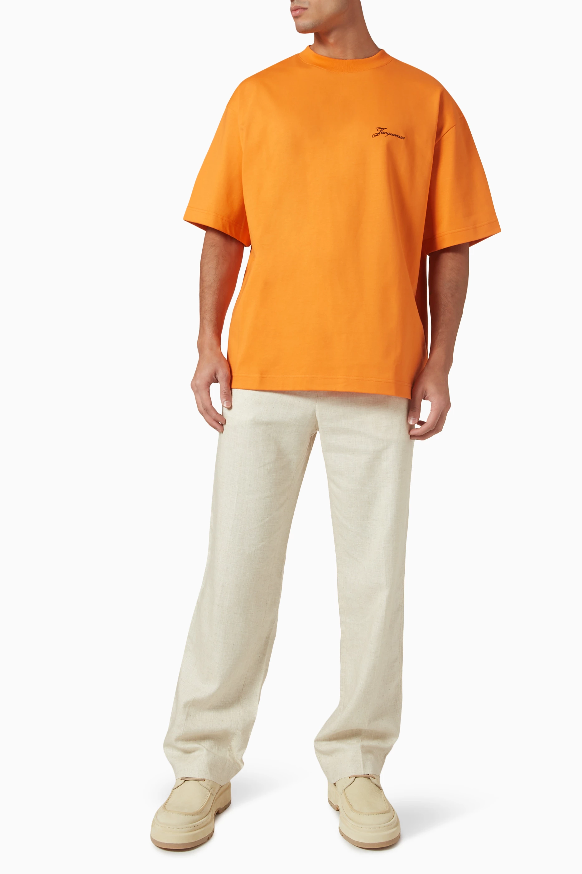 Buy Jacquemus Orange The Haltères T-shirt in Cotton Jersey