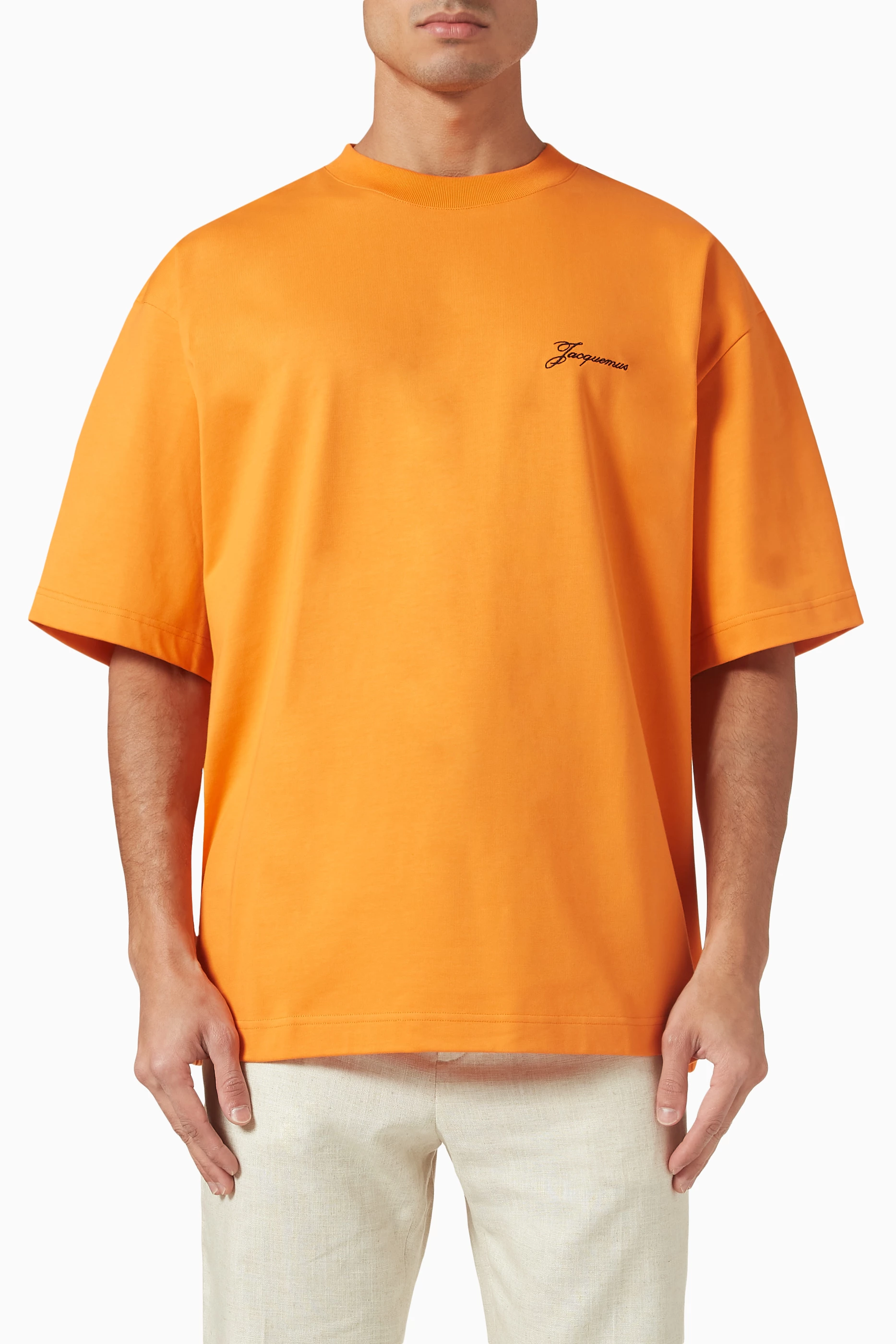 Buy Jacquemus Orange The Haltères T-shirt in Cotton Jersey
