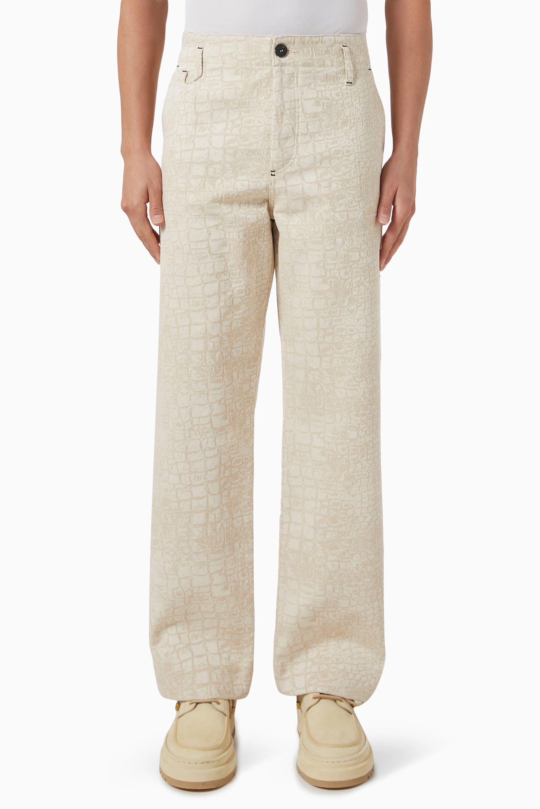 Buy Jacquemus Neutral Fernando de-Nîmes Pants in Croc-embossed