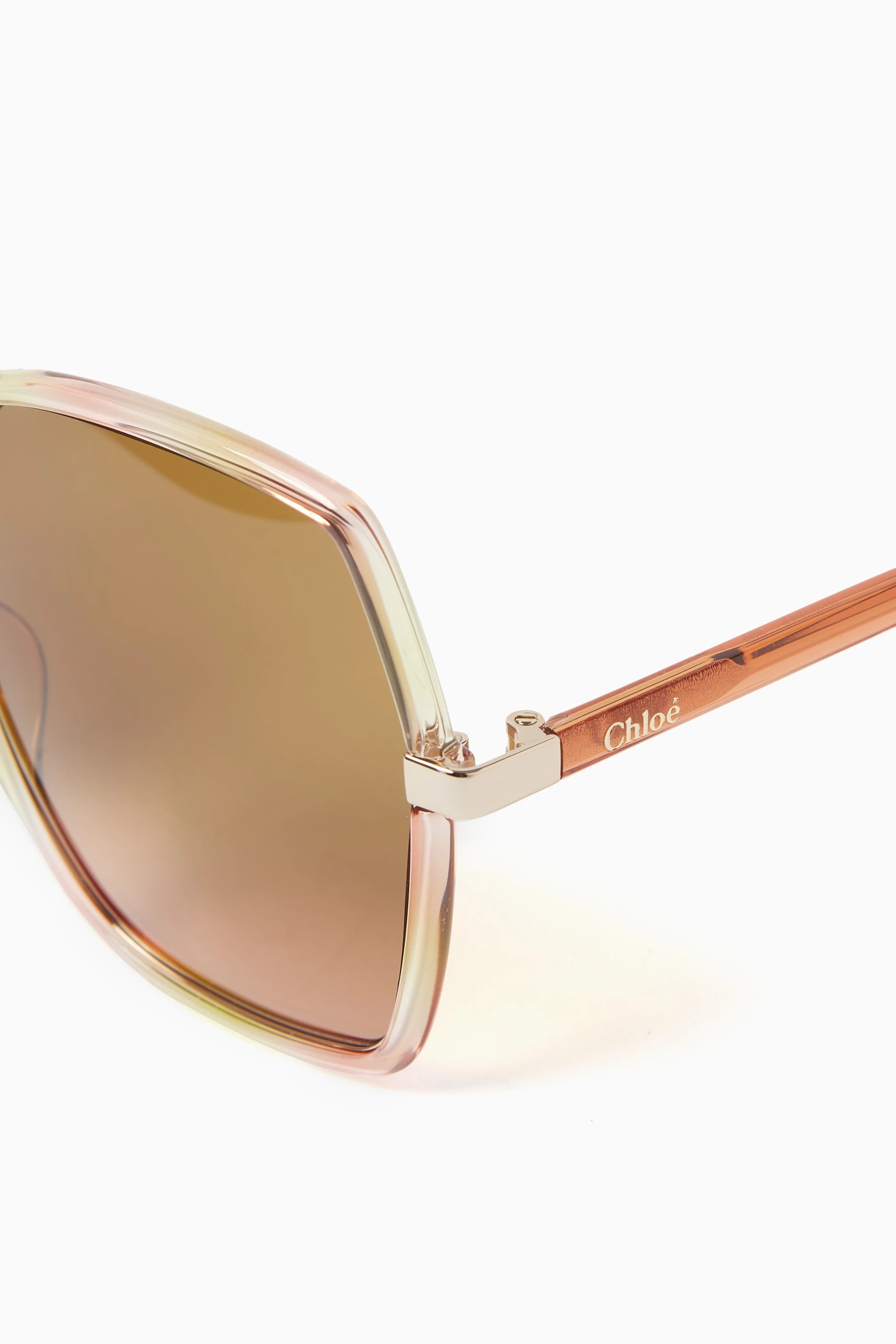 Buy Chloé Brown Oversized Sunglasses in Acetate For Women  display picture 1
