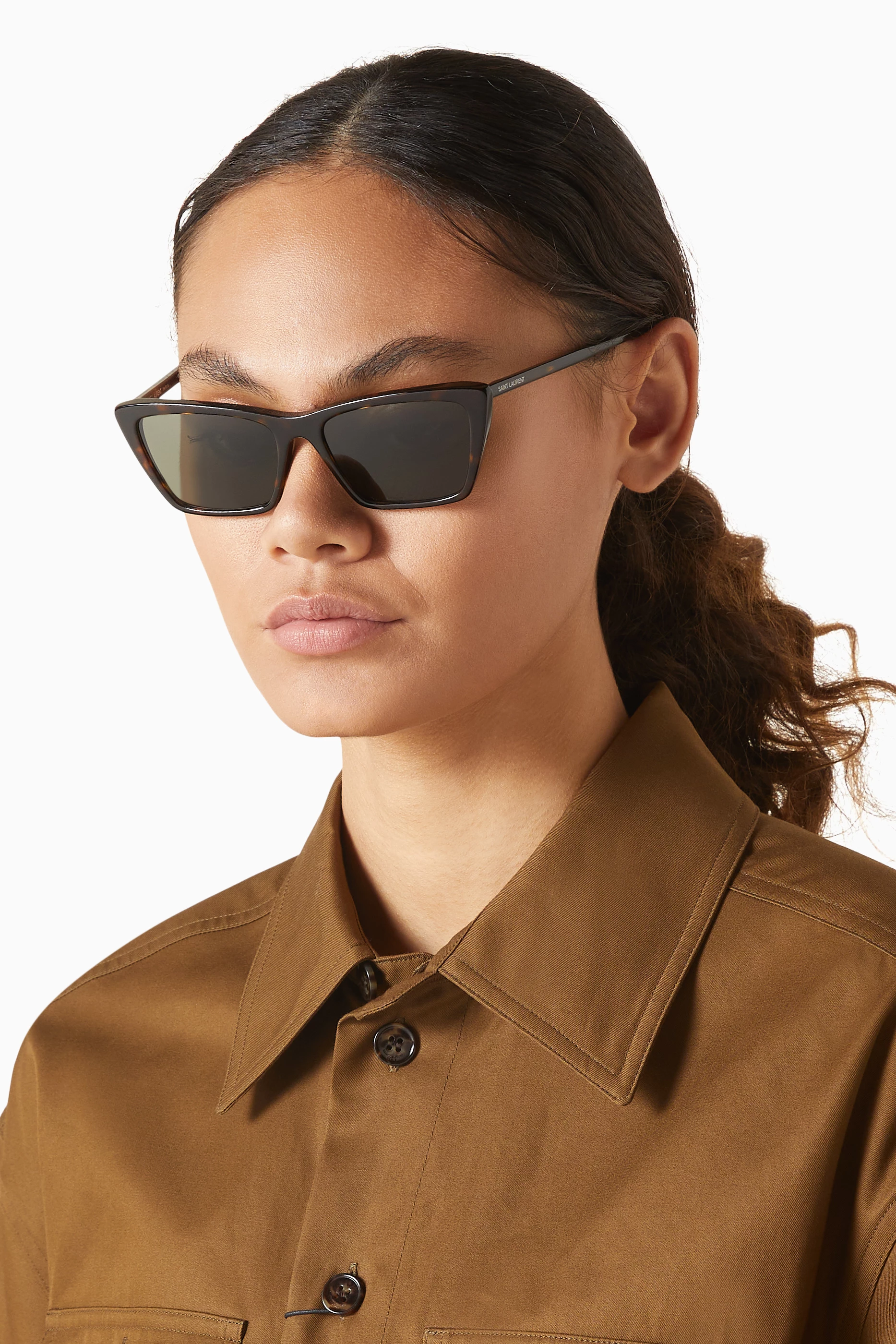 ★saint Laurent★ ベージュ SL 737 Mica Thin サングラス Saint Laurent SL 737 Mica Thin Opt 003 Glasses - US