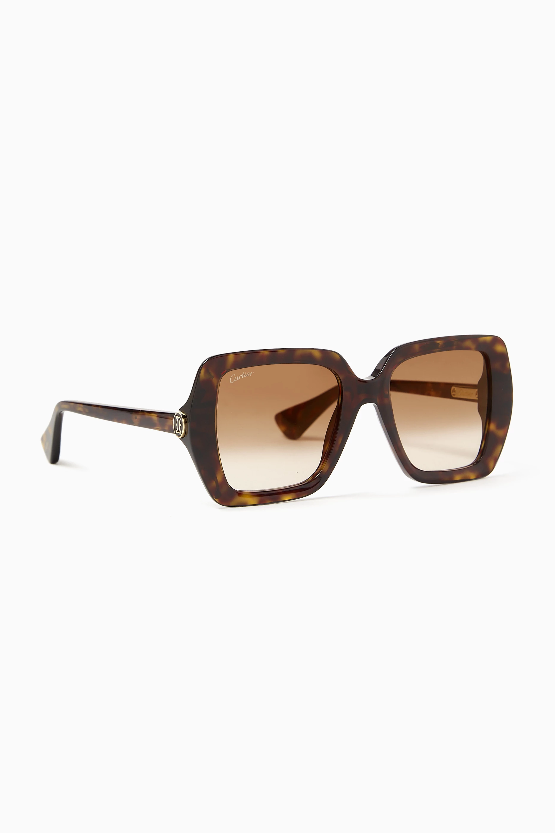 Cartier CT0507S-004 Sunglasses Brown Acetate Square CT0507S Sunglasses - Cartier Authorized Retailer  main image 2