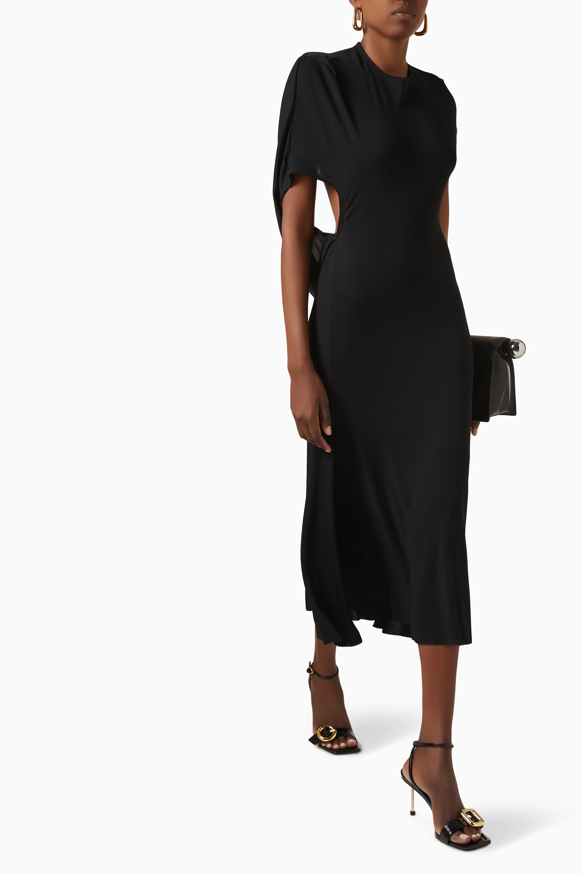 Buy Jacquemus Black La Robe Salerno Midi Dress in Jersey For