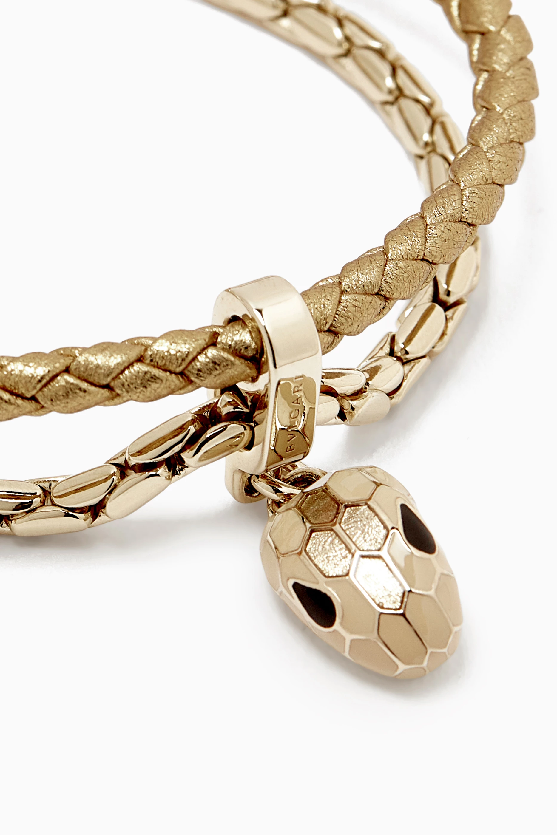 Serpenti Forever Bracelet in Leather Gold-plated Brass