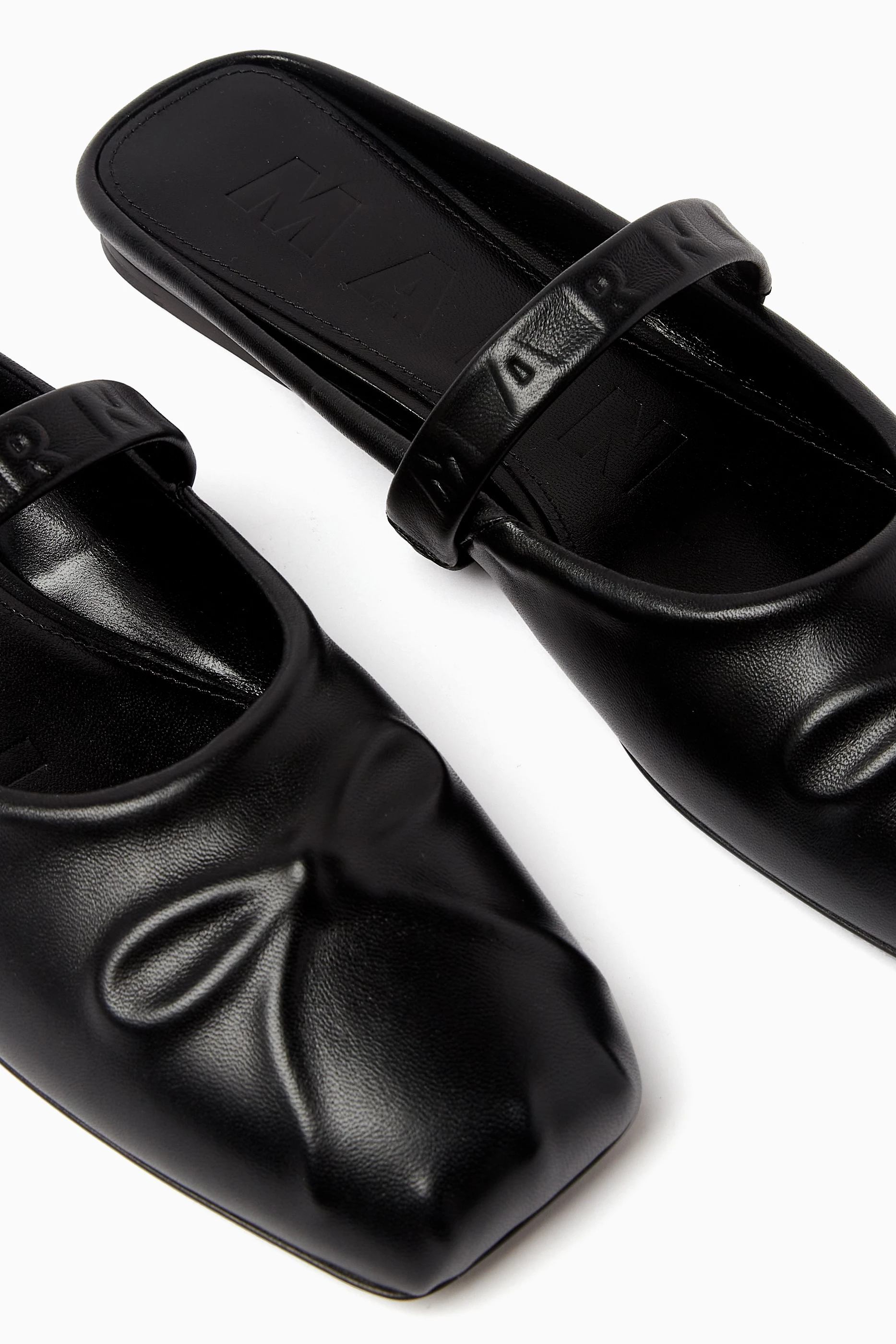 Buy Marni Black Little Bow Sabot Ballet Flats in Nappa