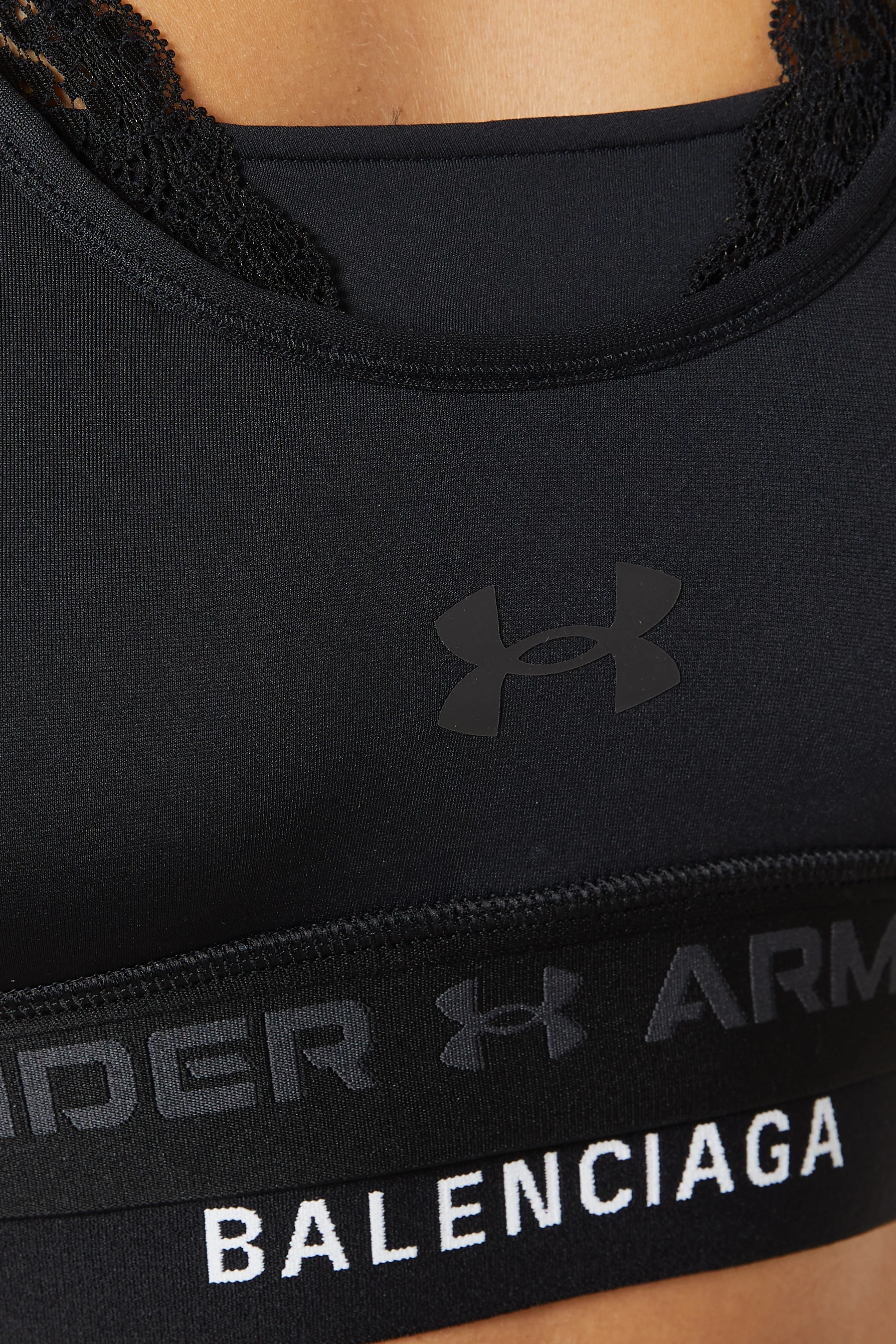 Buy Balenciaga Black Under Armour® Layered Bra in Jersey
