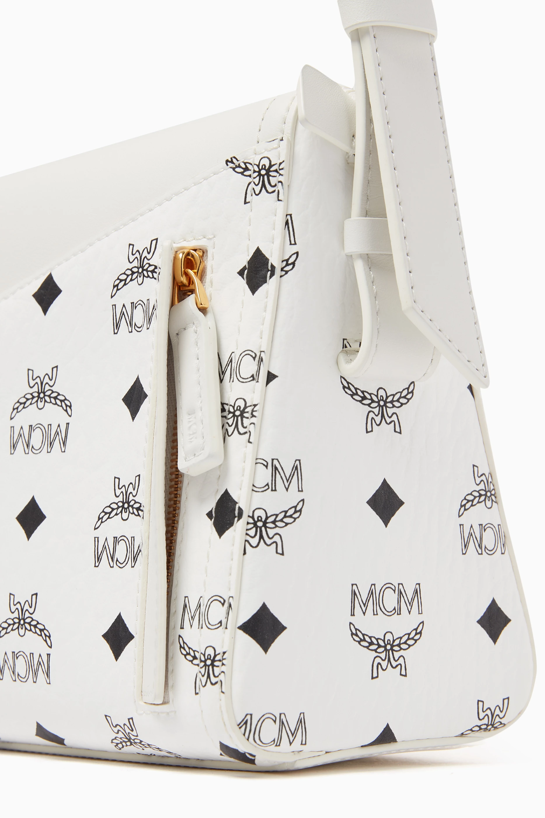 Buy MCM White Diamond Shoulder Bag in Visetos For Women Online