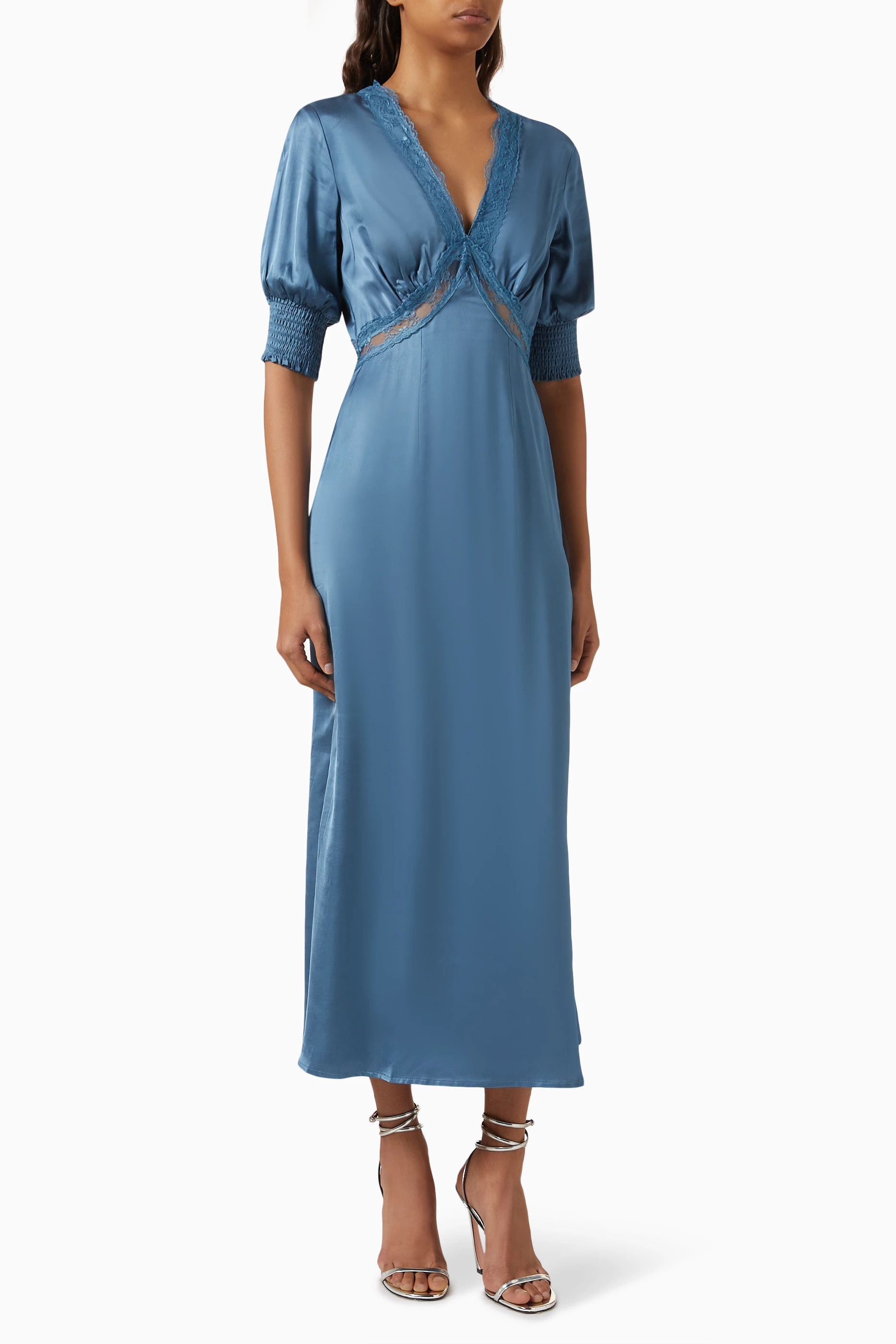 Buy Never Fully Dressed Blue May Lace-trim Midi Dress in Viscose For Women  Online | Ounass Saudi