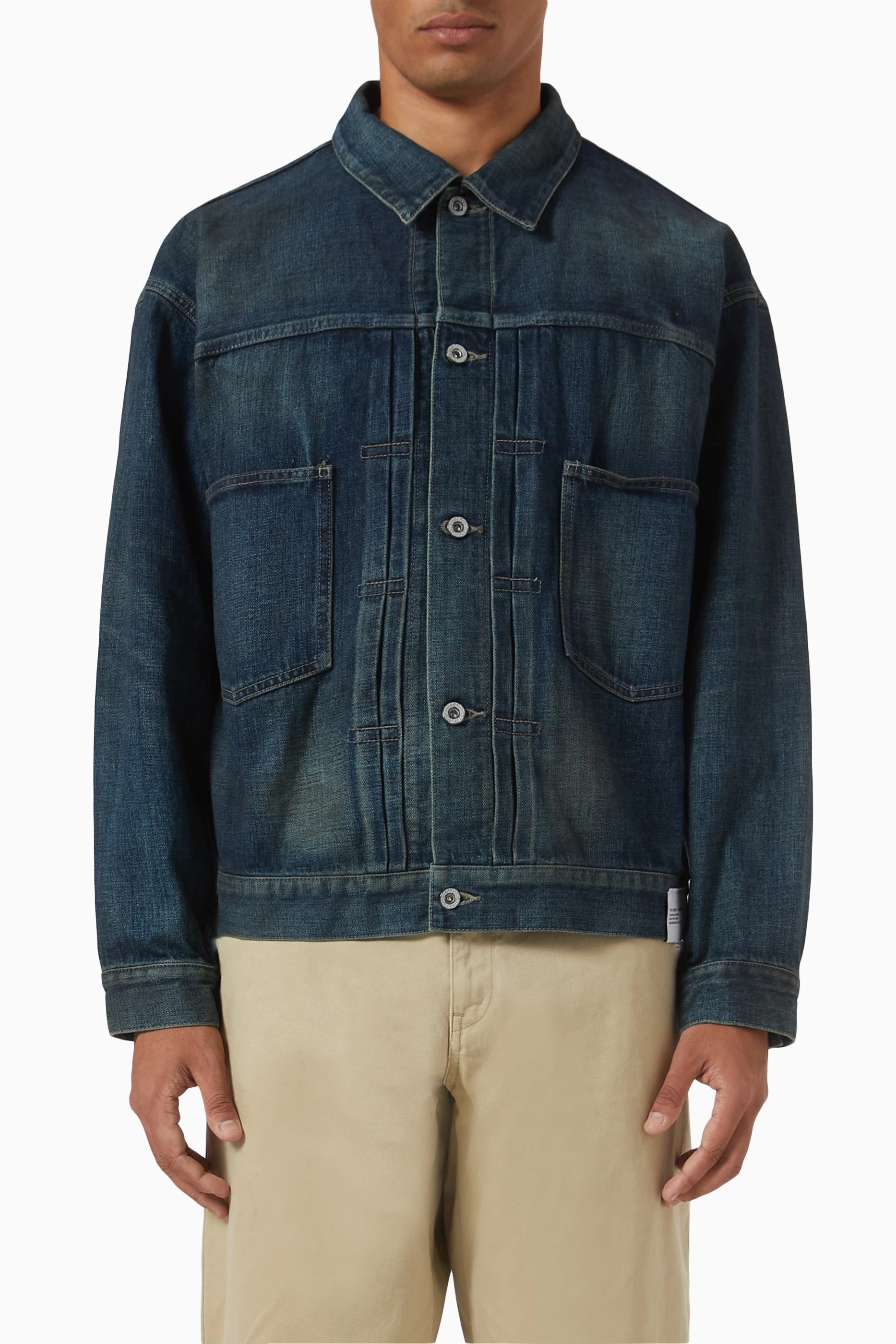Buy Neighborhood Blue Type-2 Jacket in Washed Denim For Men