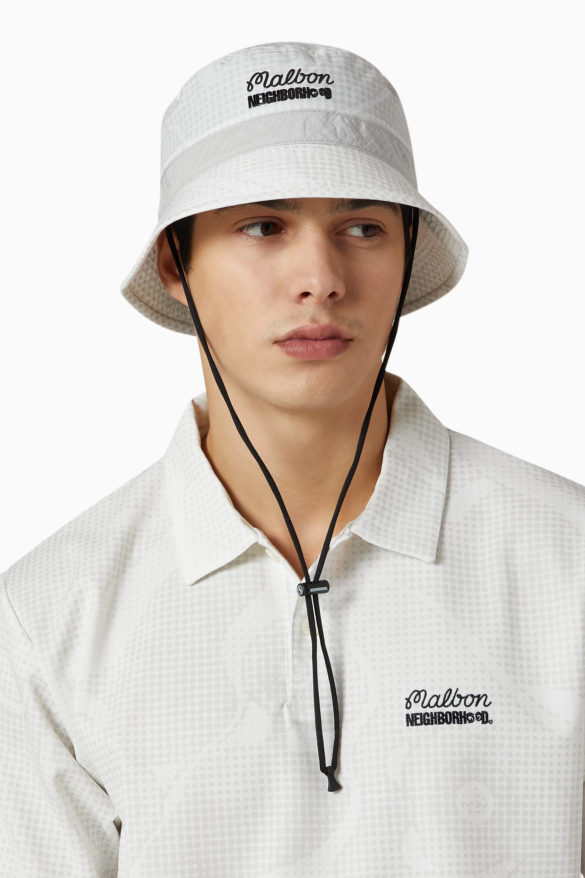 Buy Neighborhood White x Malbon Golf Bucket Hat in Nylon-taffeta