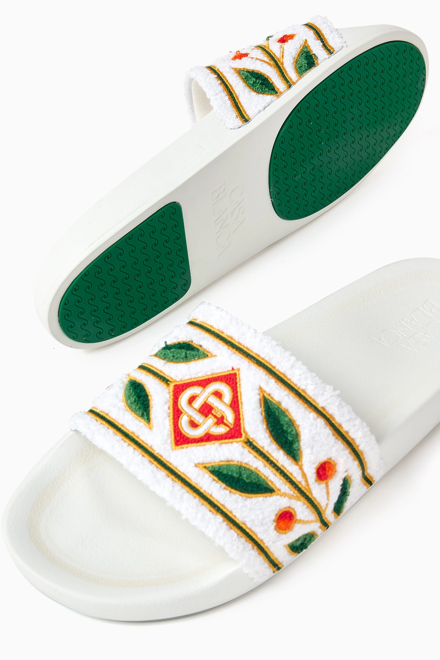 Buy Casablanca White Laurel Slides in Terry For Men Online  display picture 1