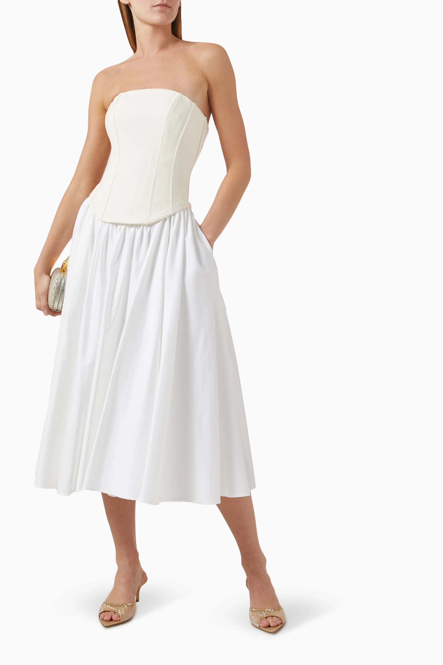 Buy Toccin White Melody Corset Midi Dress For Women Online | Ounass Saudi