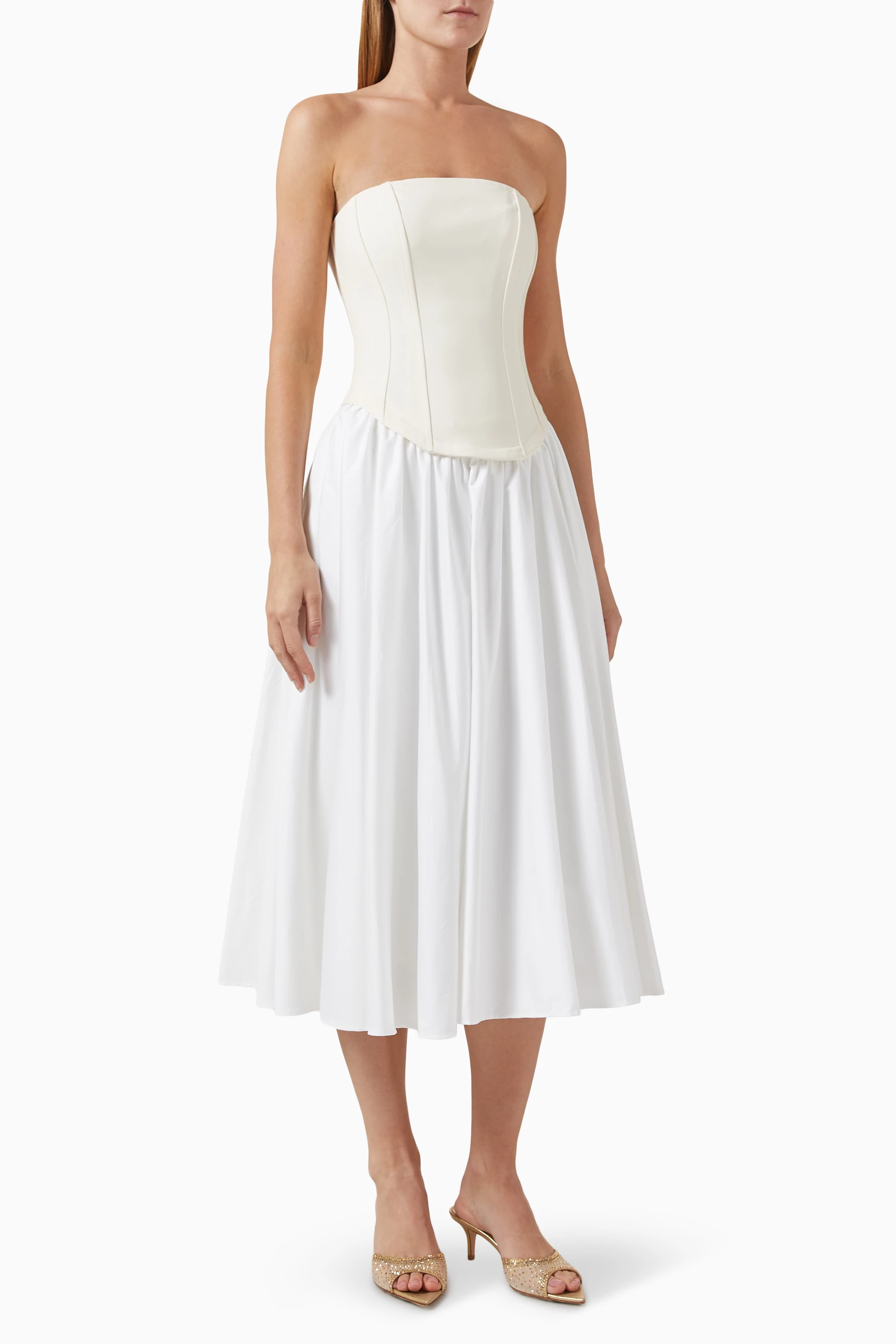 Buy Toccin White Melody Corset Midi Dress For Women Online | Ounass Saudi