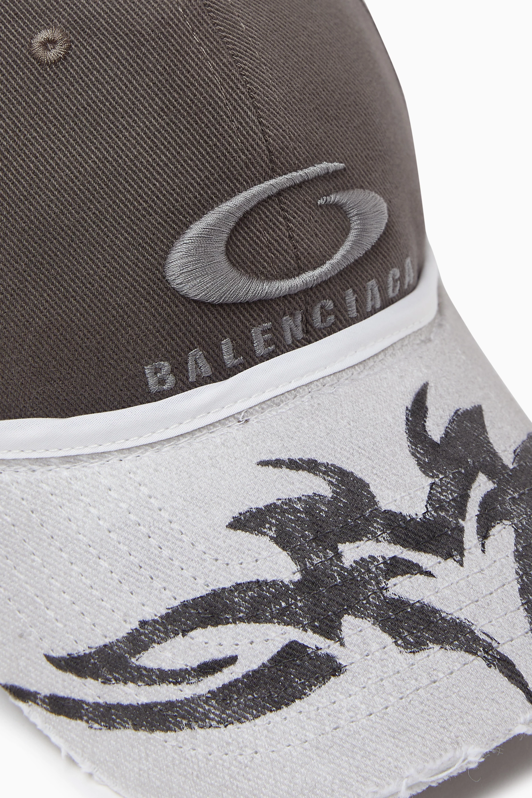 Buy Balenciaga Grey Patched Visor Cap in Cotton Drill For